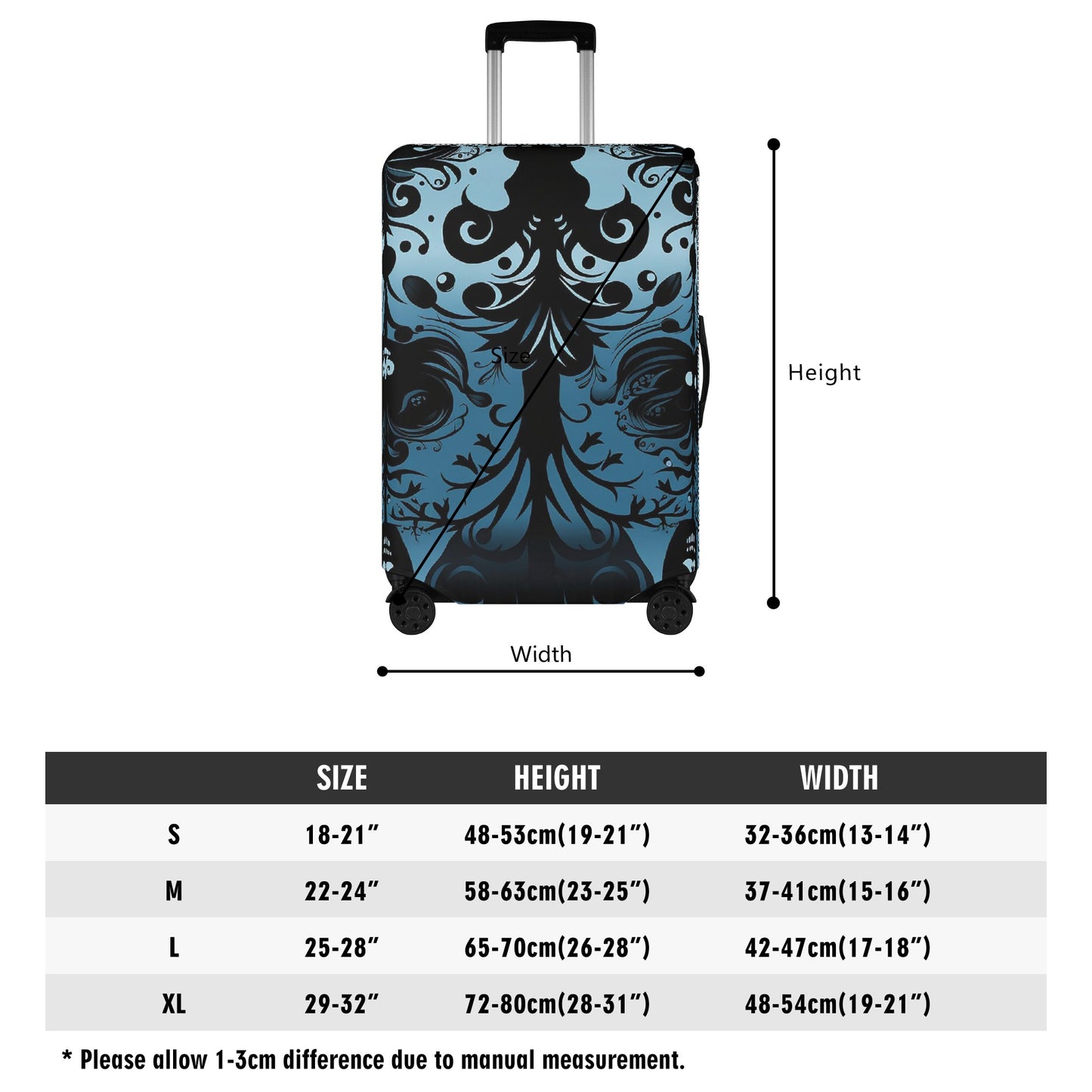 Gothic Blue Design Polyester Luggage Cover