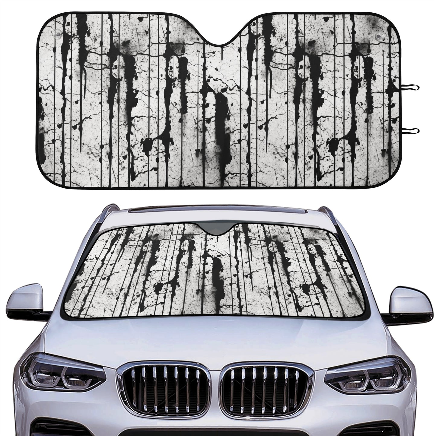 Dripping Black Design Car Sunshade