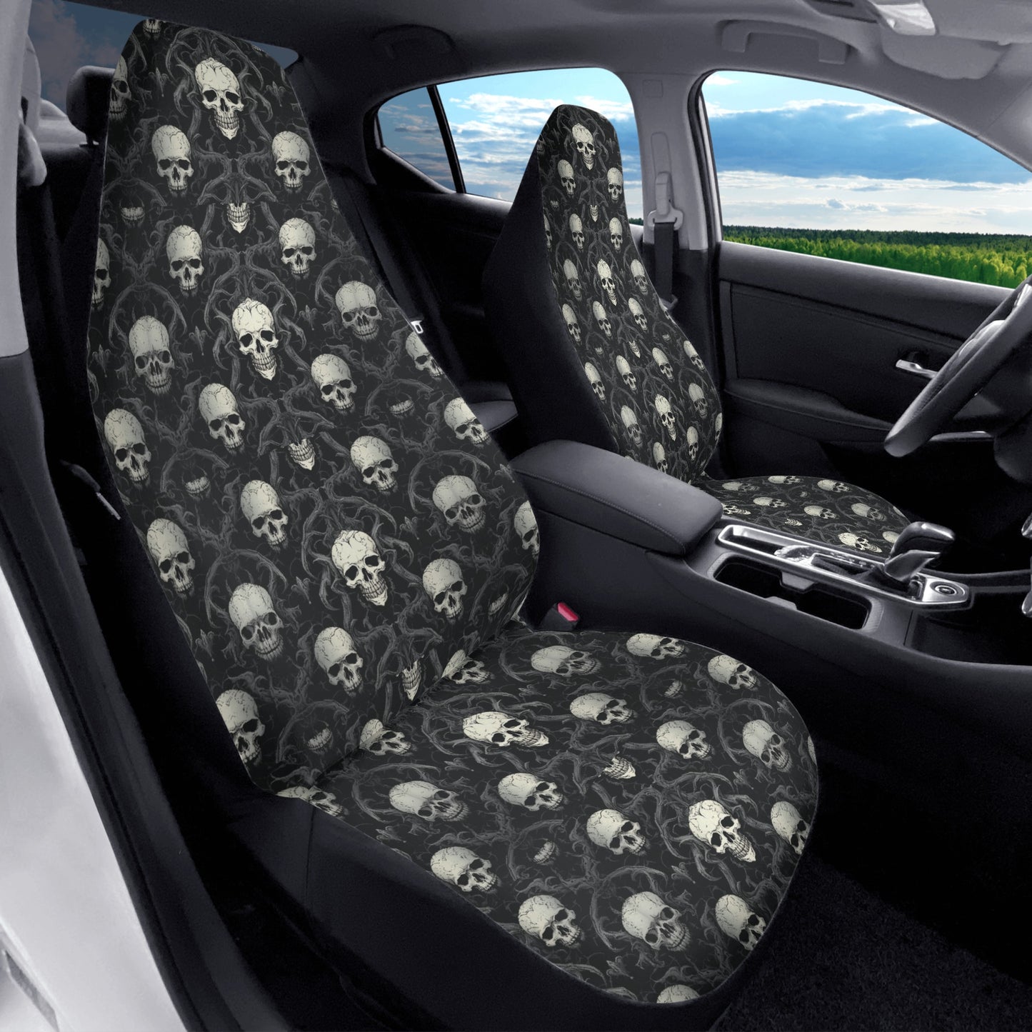 Gothic Skulls Front Car Seat Covers