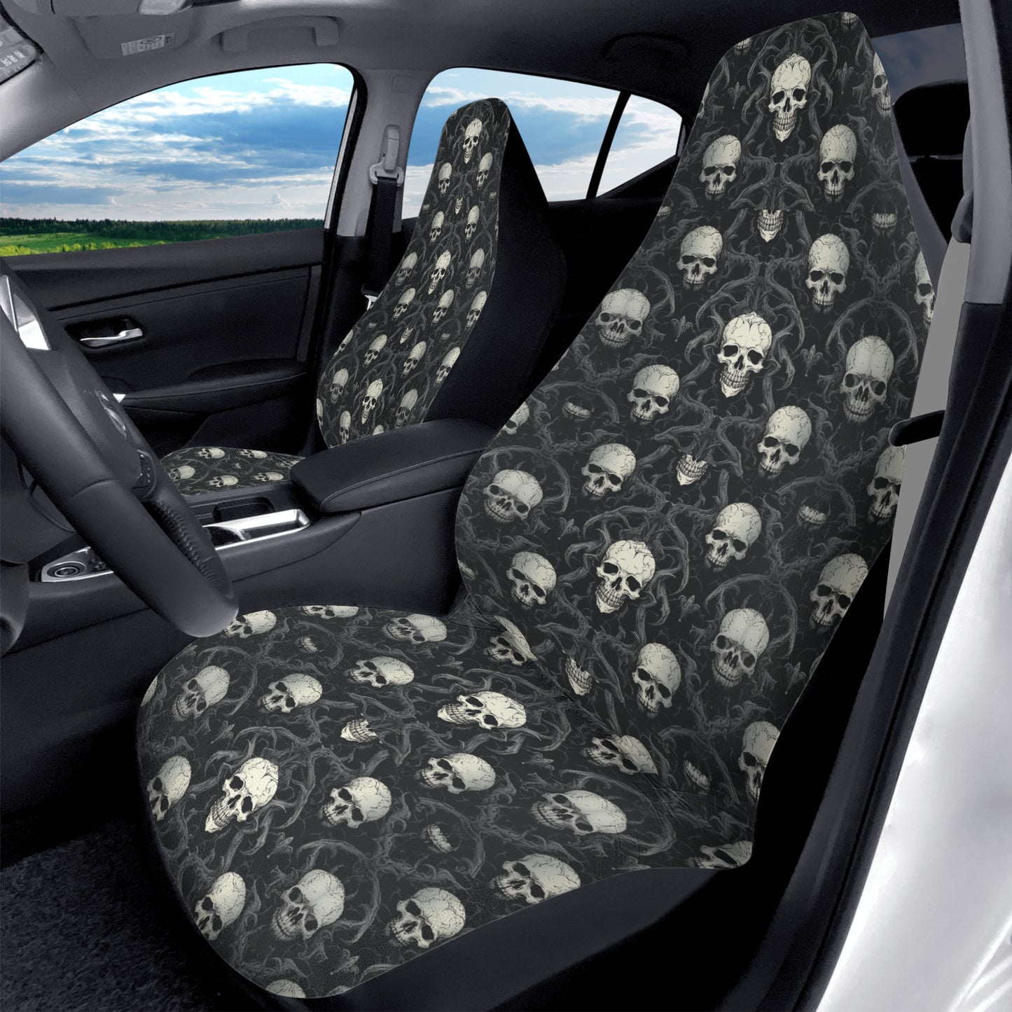 Gothic Skulls Front Car Seat Covers