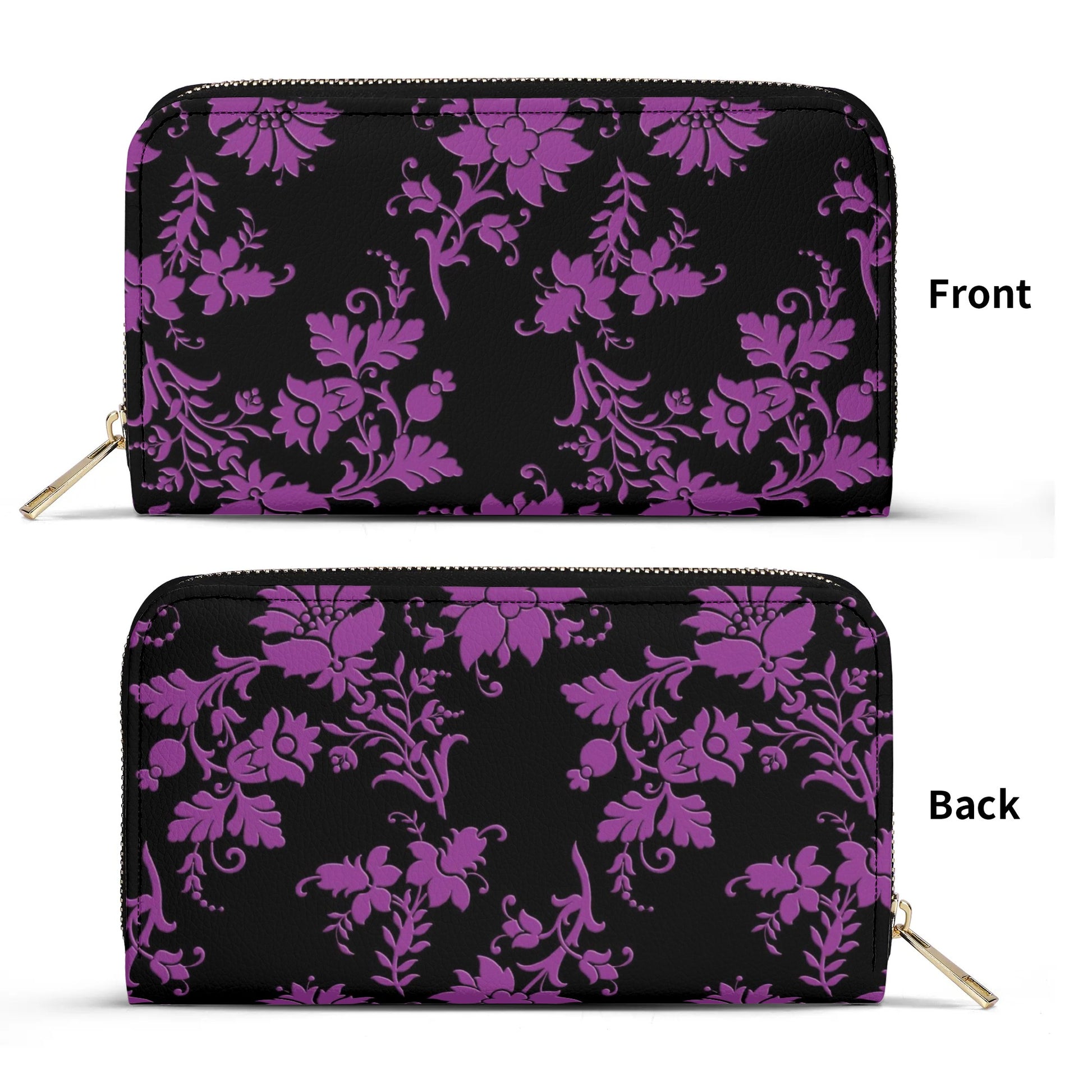 Gothic Purple Flowers Leather Wallet