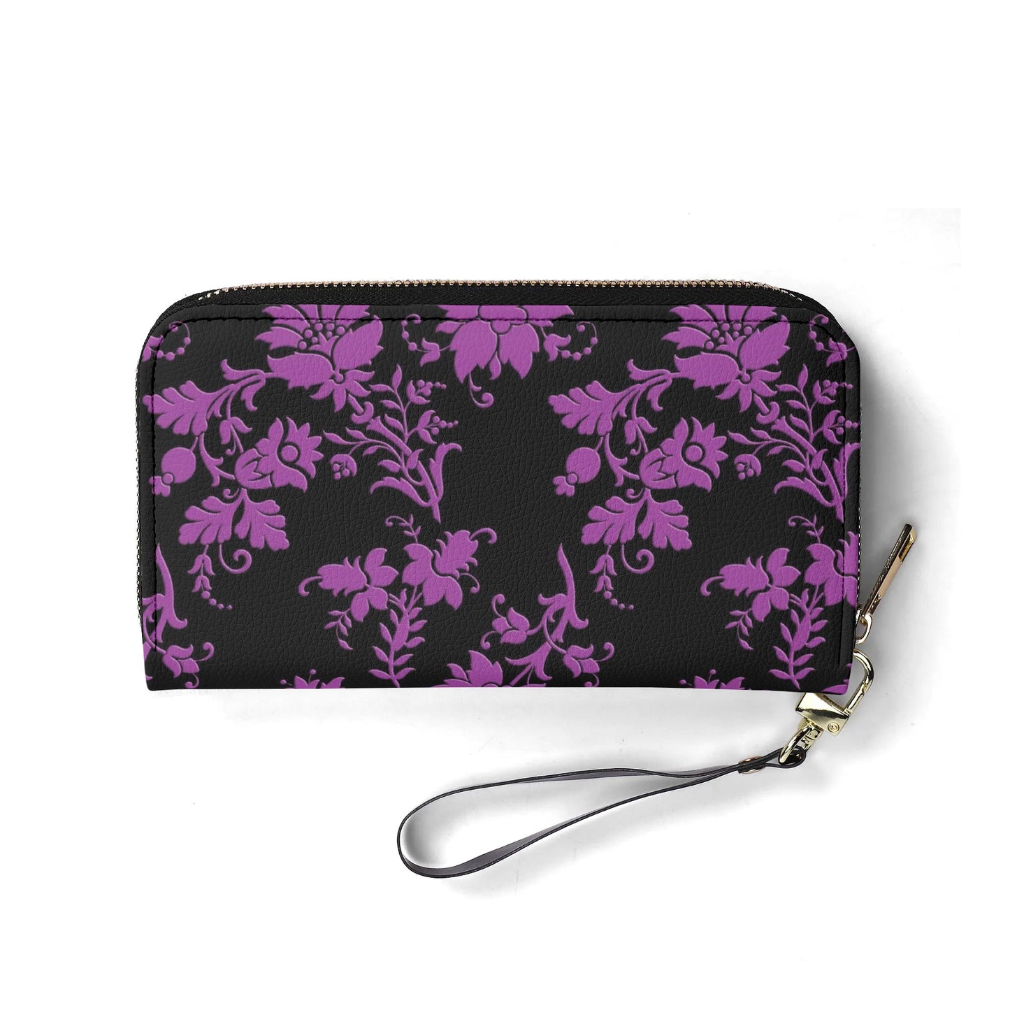 Gothic Purple Flowers Leather Wallet