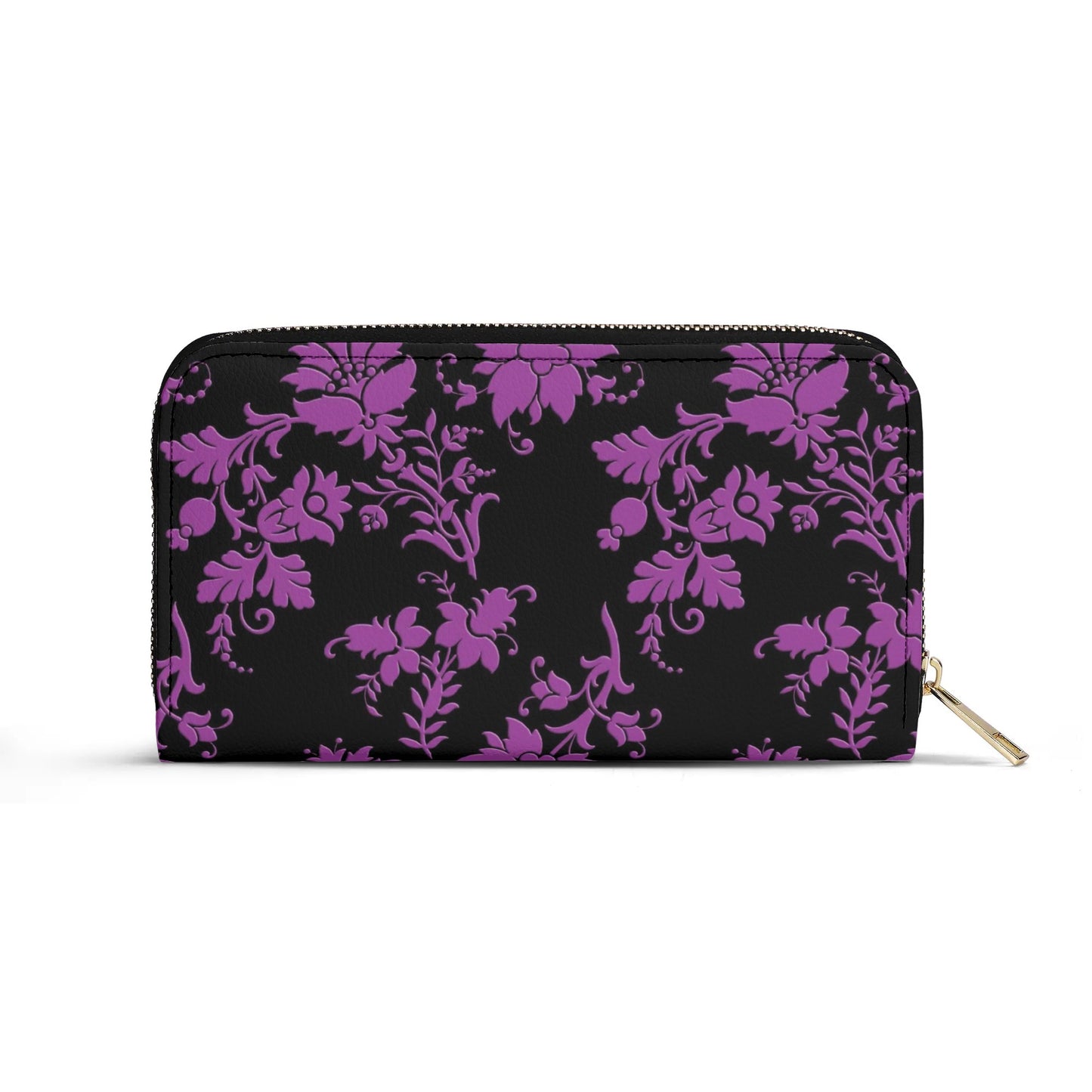 Gothic Purple Flowers Leather Wallet