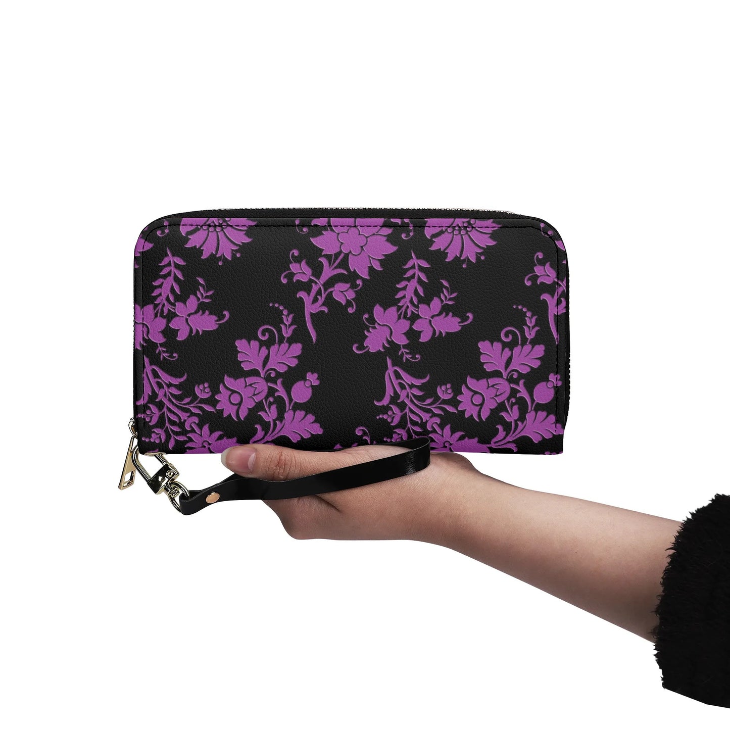 Gothic Purple Flowers Leather Wallet