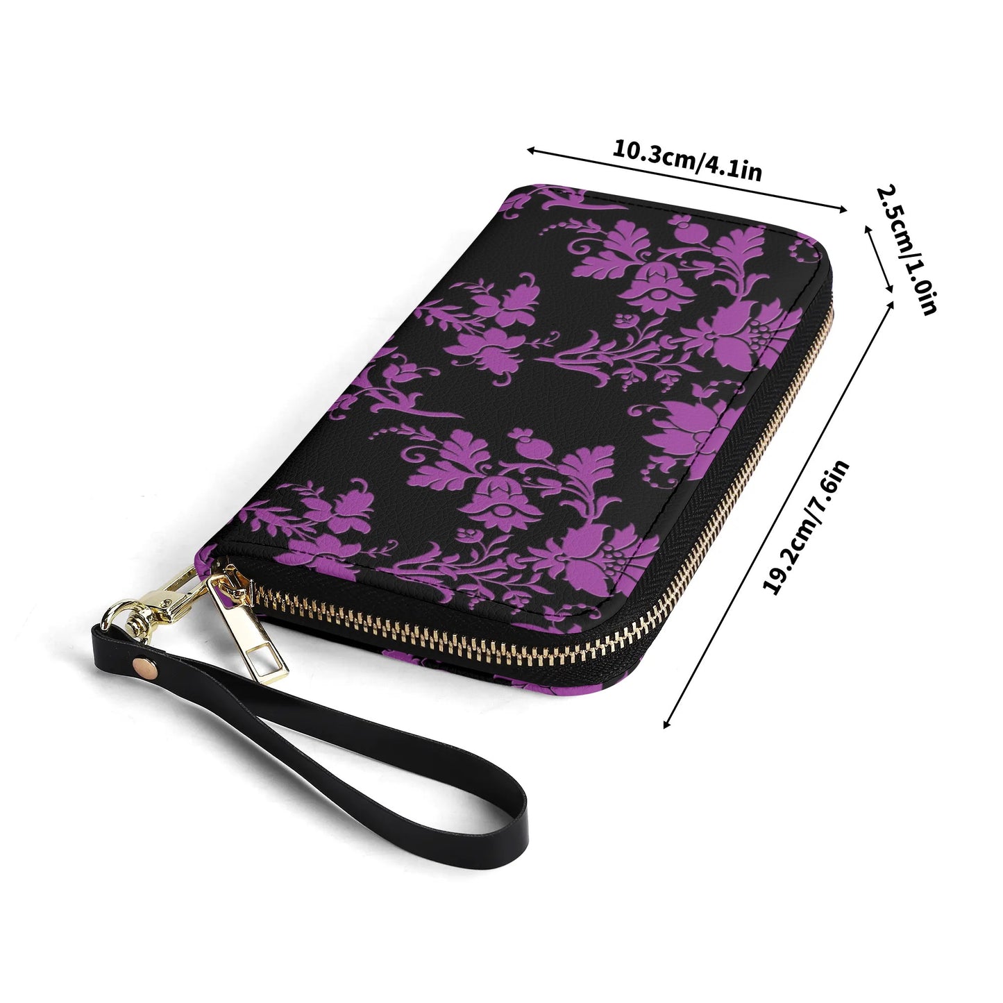 Gothic Purple Flowers Leather Wallet