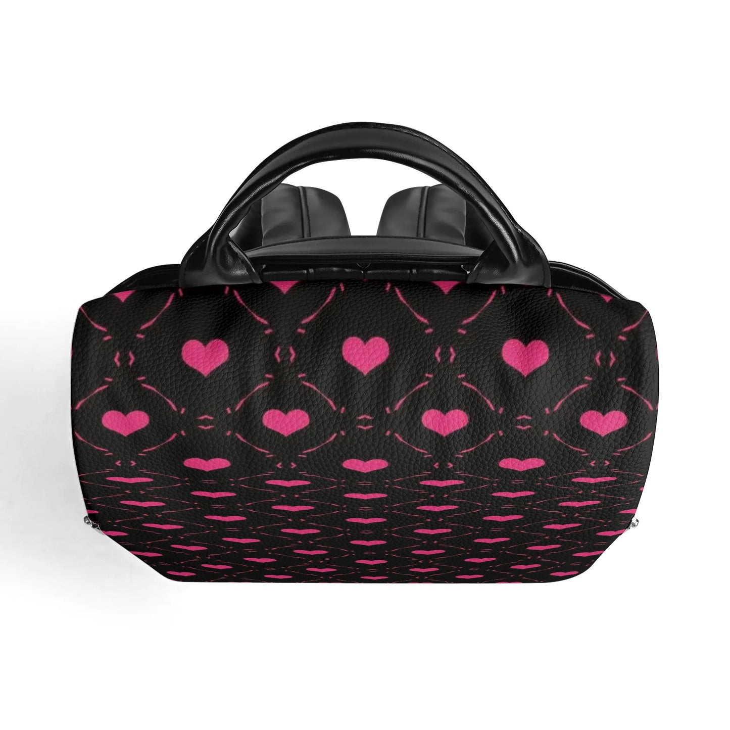 Pink Hearts Leather Anti-theft Travel Backpack