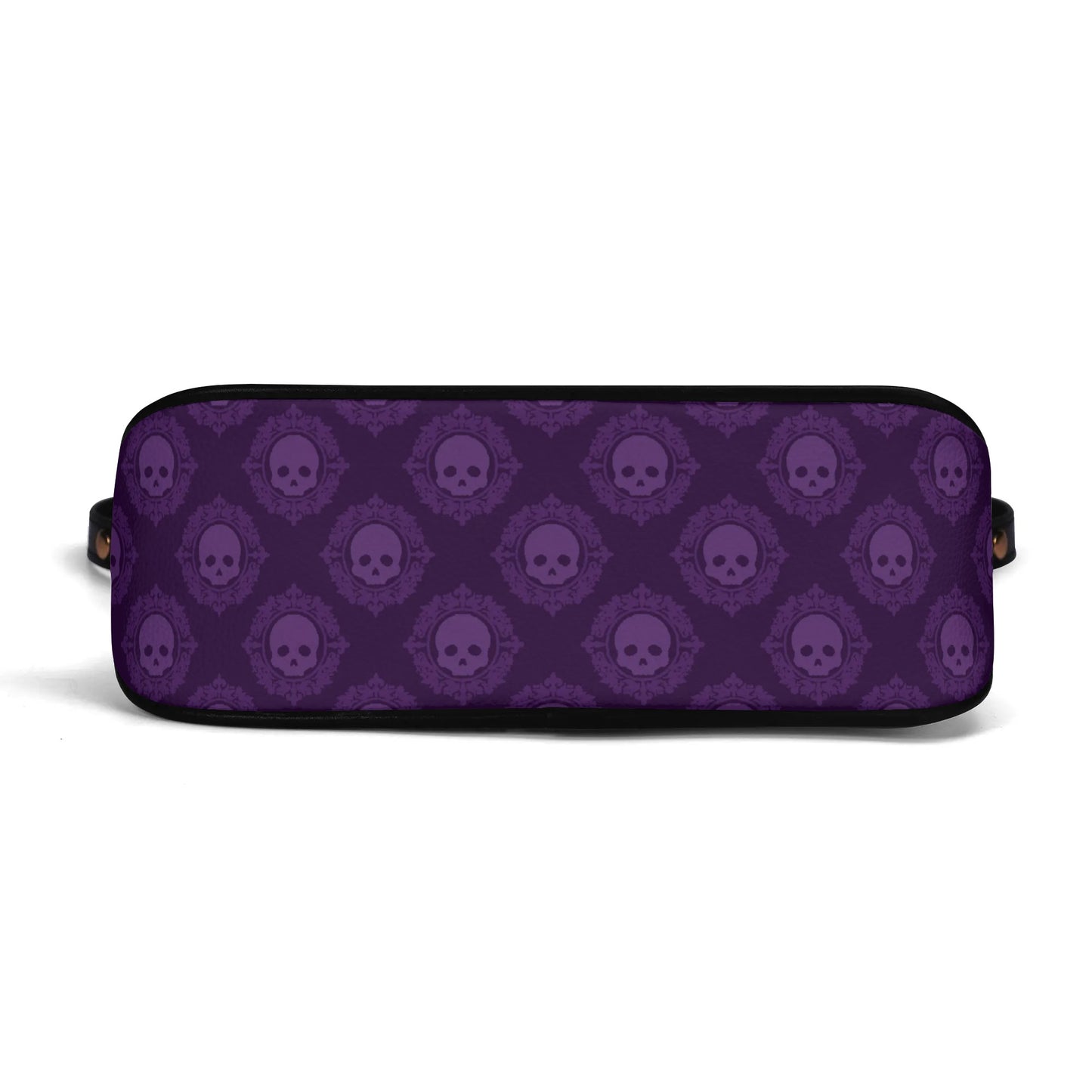 Gothic Purple Skulls Leather Hand Bag With Chain