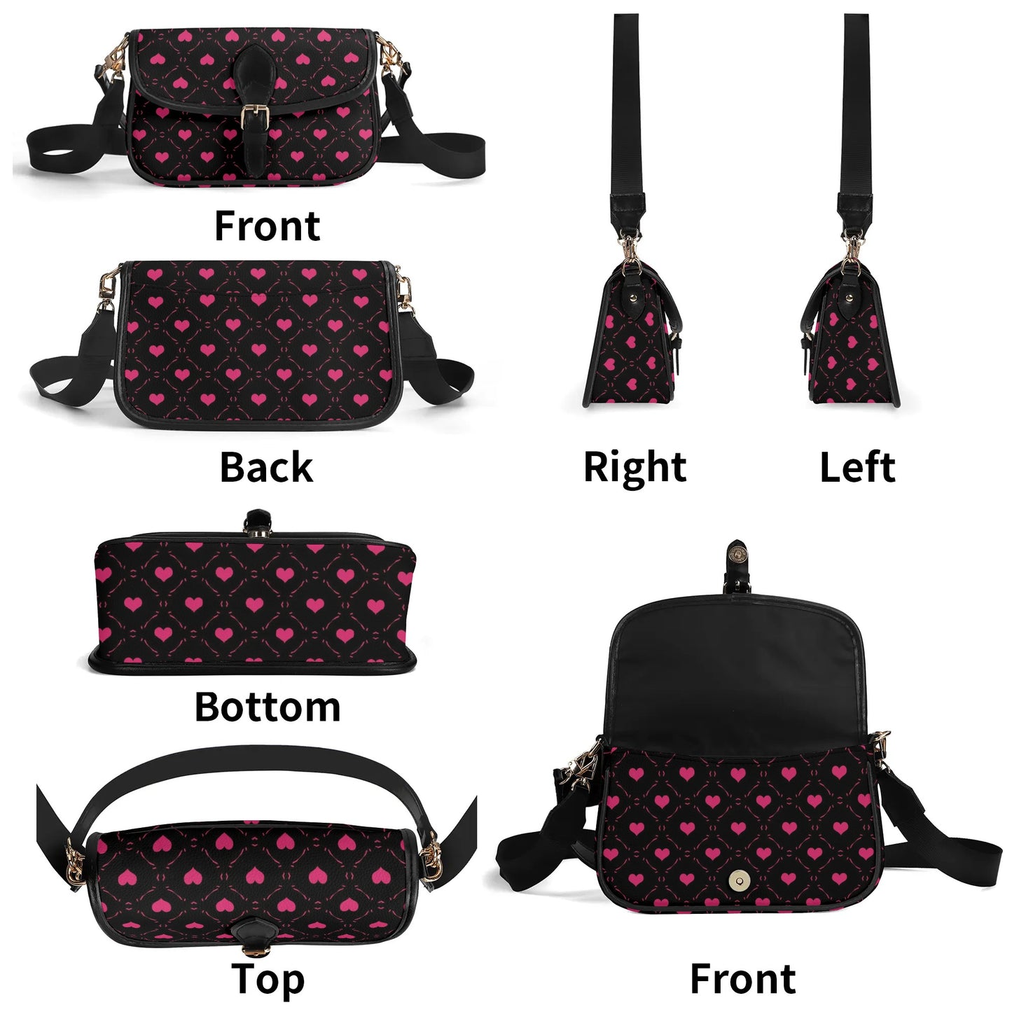 Little Pink Hearts Leather Chain Shoulder bags