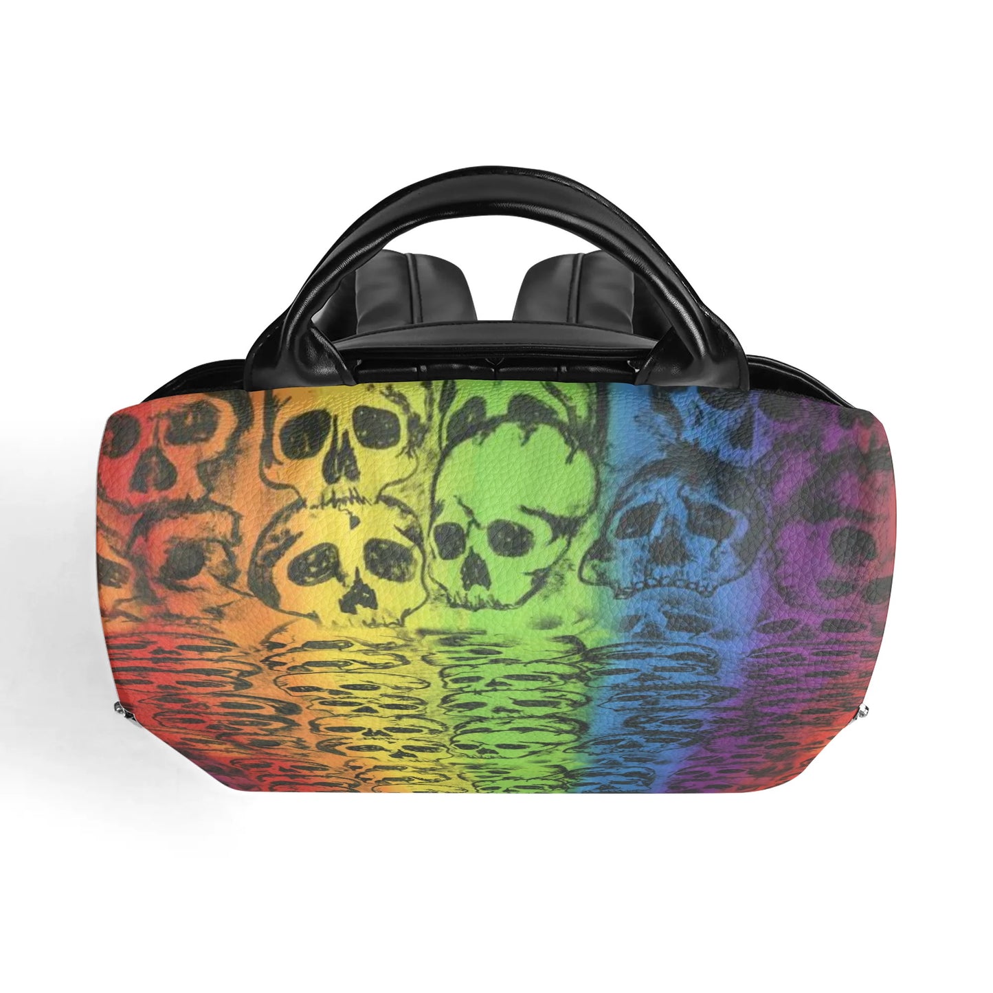 Rainbow Skulls Leather Anti-theft Travel Backpack