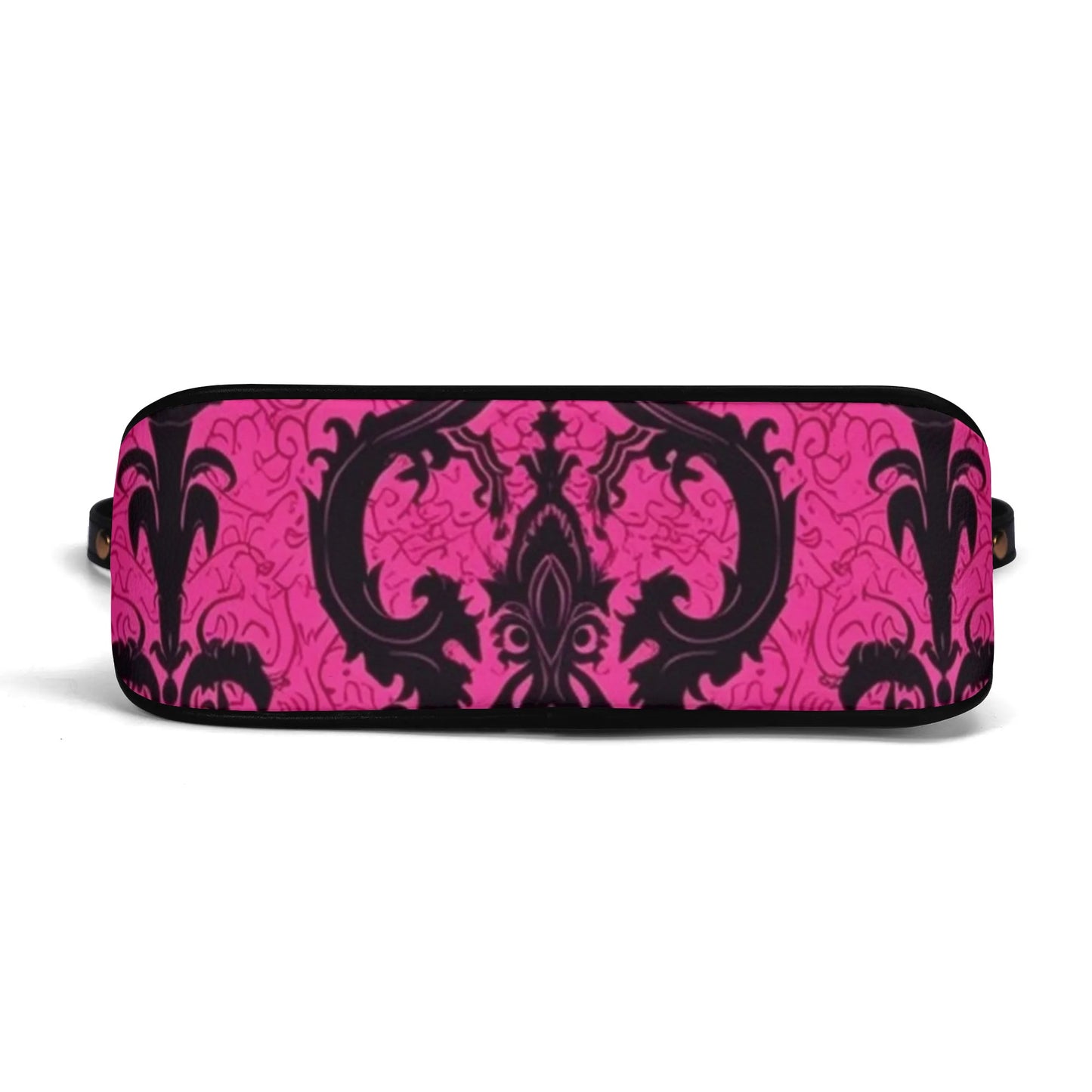 Skulls On Pink Leather Hand Bag With Chain