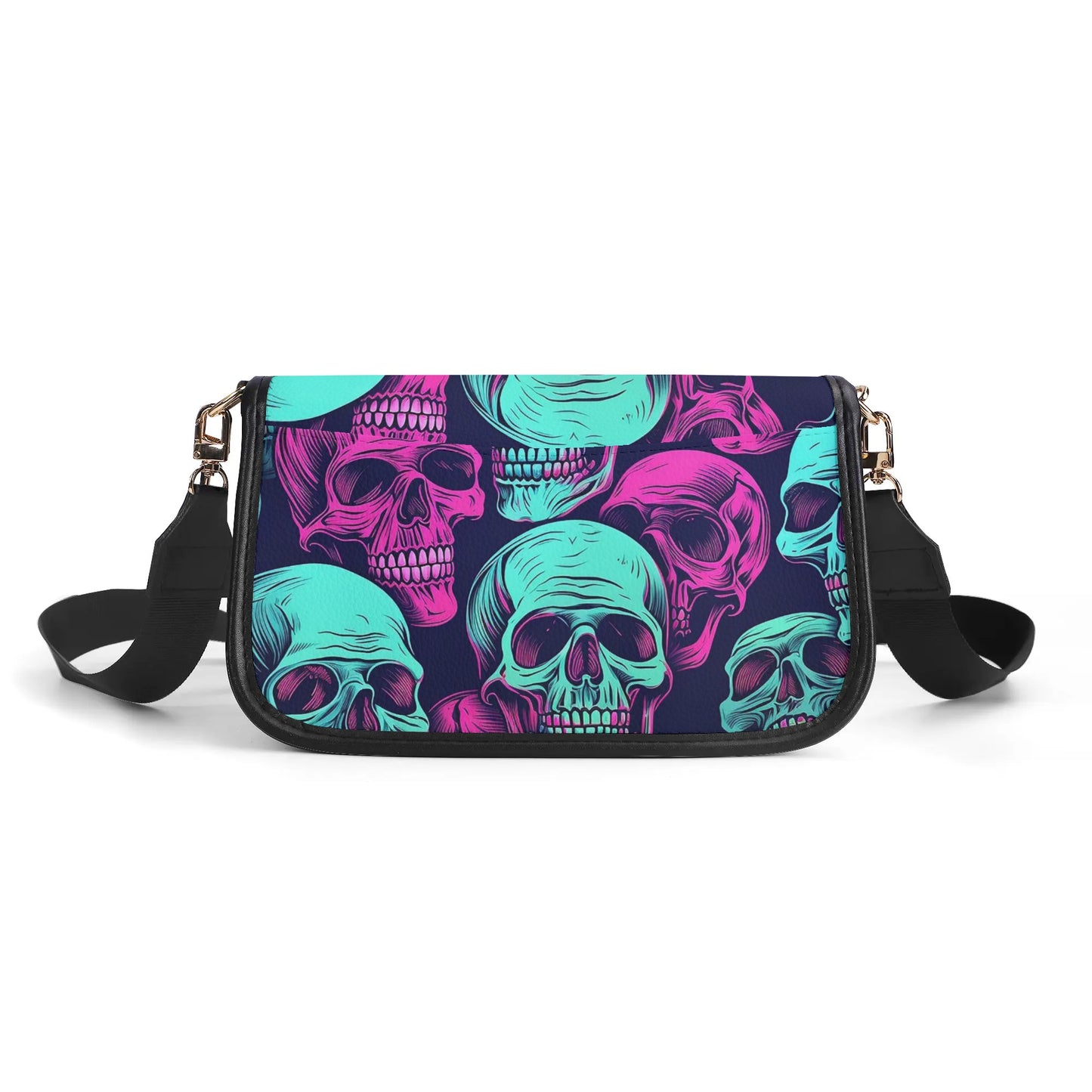 Neon Skulls Leather Chain Shoulder bags