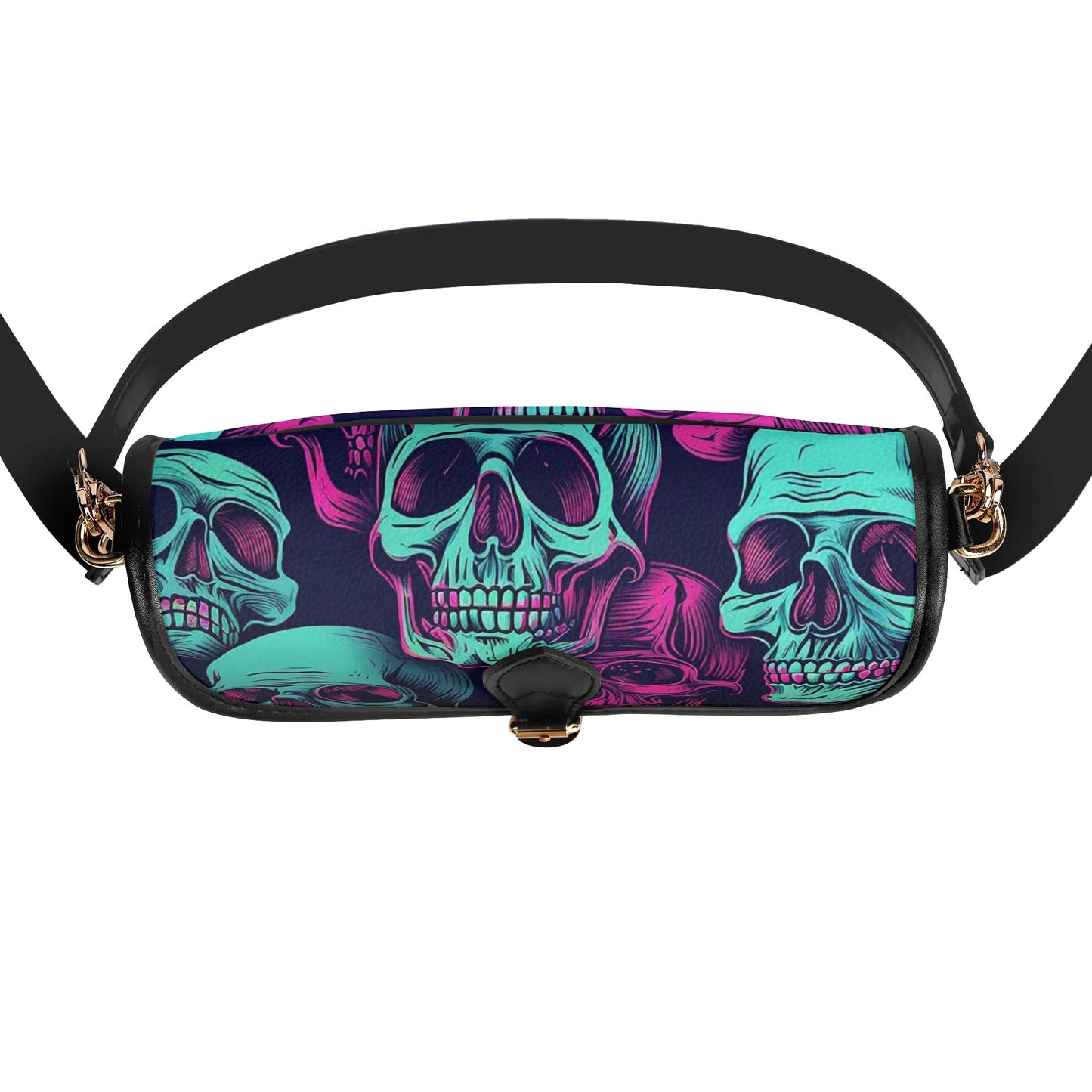 Neon Skulls Leather Chain Shoulder bags