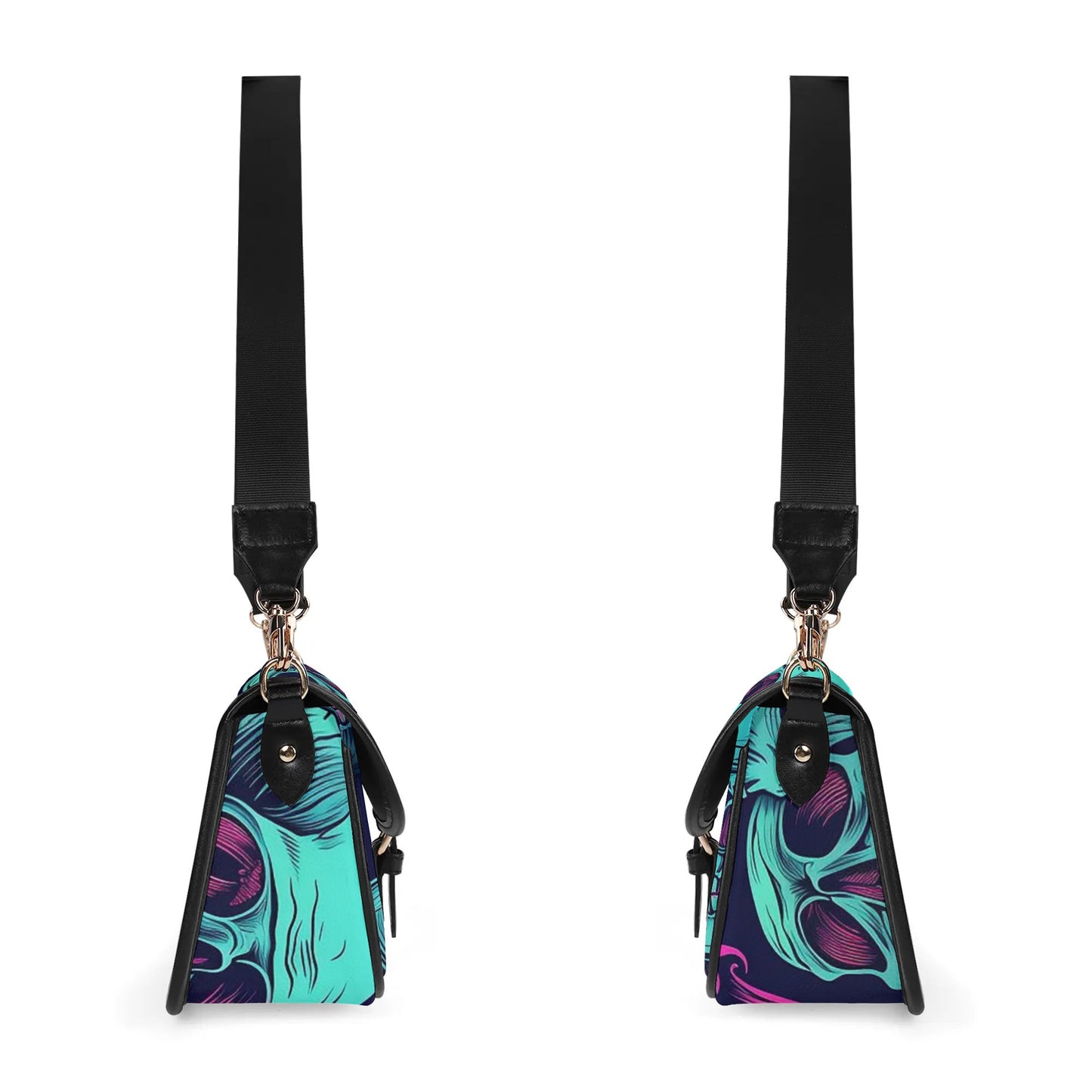 Neon Skulls Leather Chain Shoulder bags