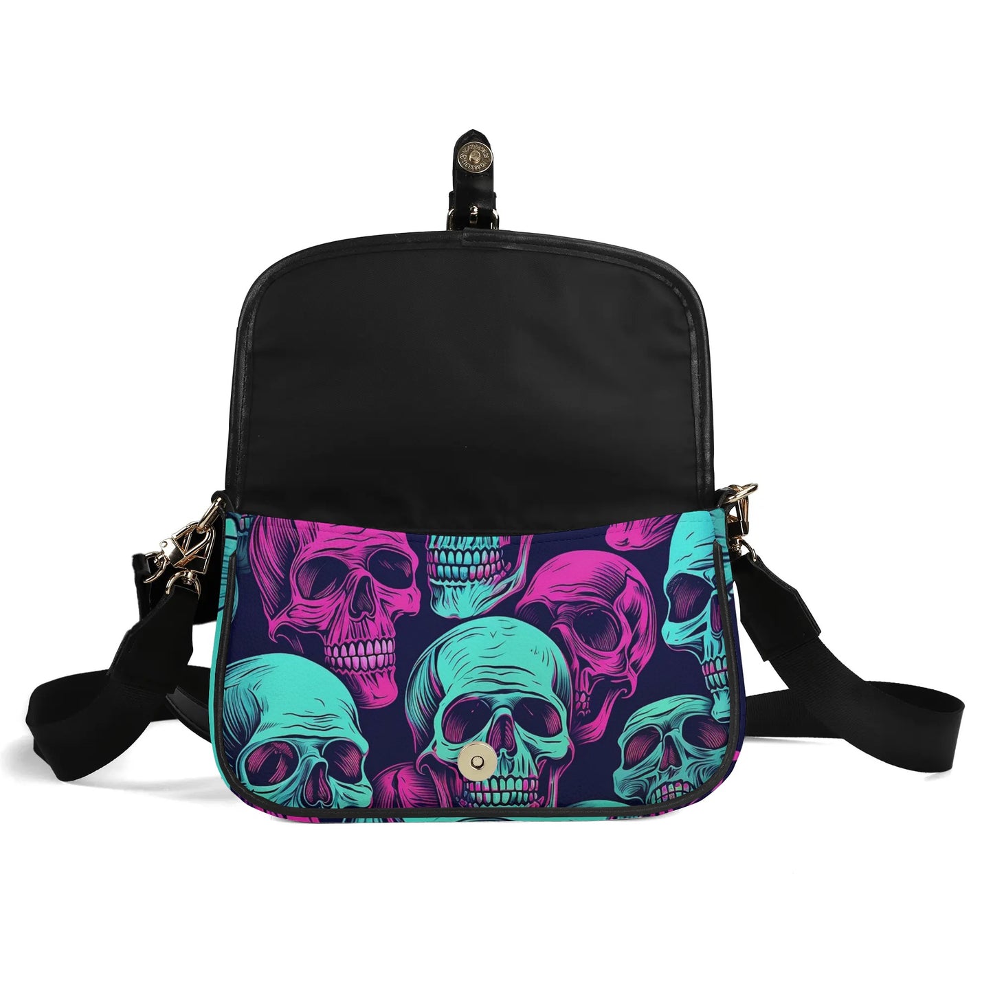 Neon Skulls Leather Chain Shoulder bags