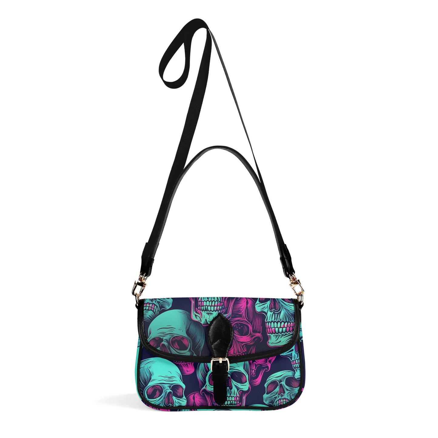 Neon Skulls Leather Chain Shoulder bags