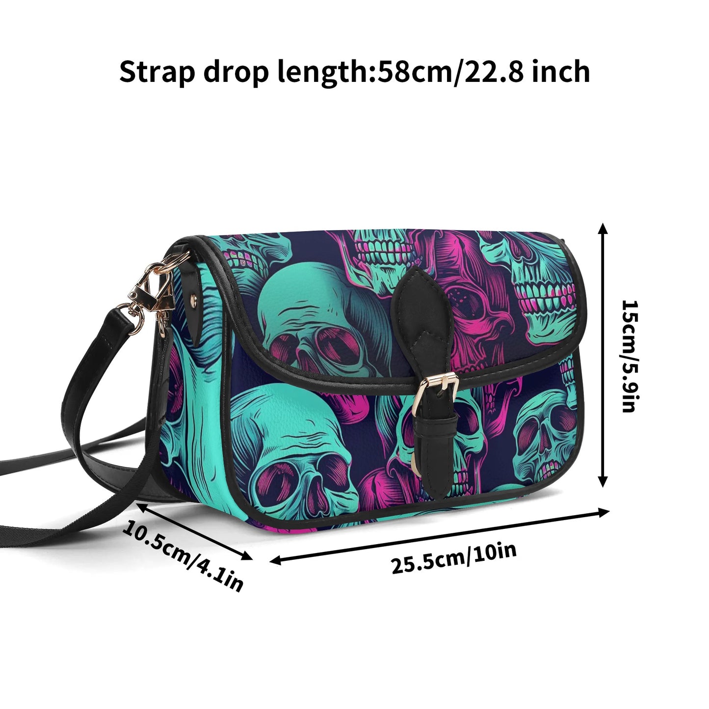 Neon Skulls Leather Chain Shoulder bags