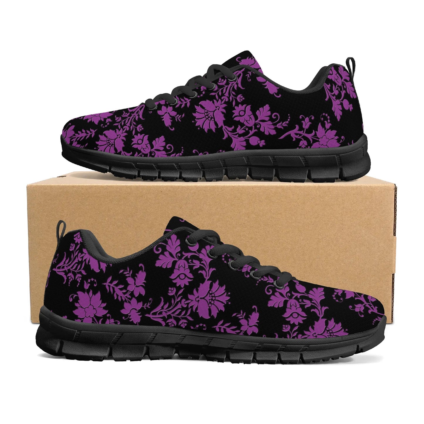 Gothic Purple Flowers EVA Mesh Running Shoes