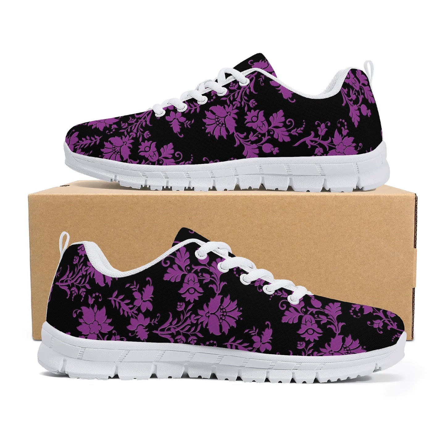 Gothic Purple Flowers EVA Mesh Running Shoes