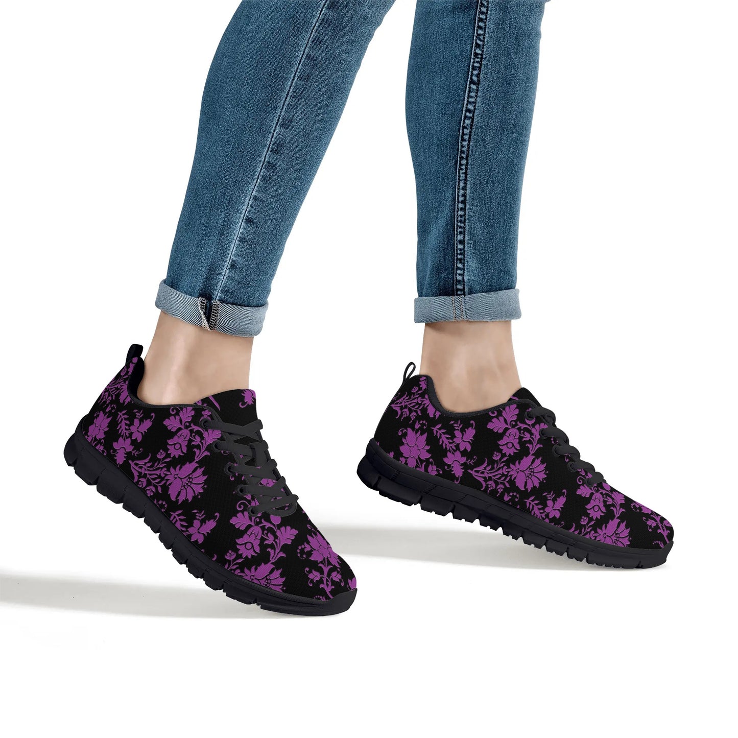 Gothic Purple Flowers EVA Mesh Running Shoes