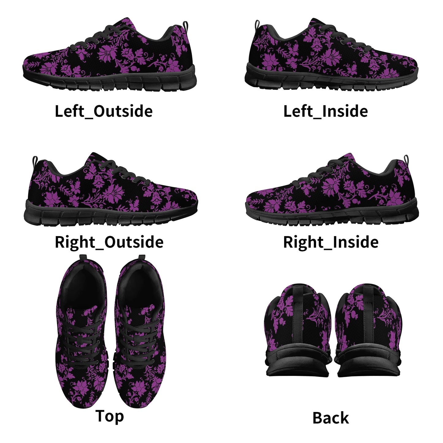 Gothic Purple Flowers EVA Mesh Running Shoes