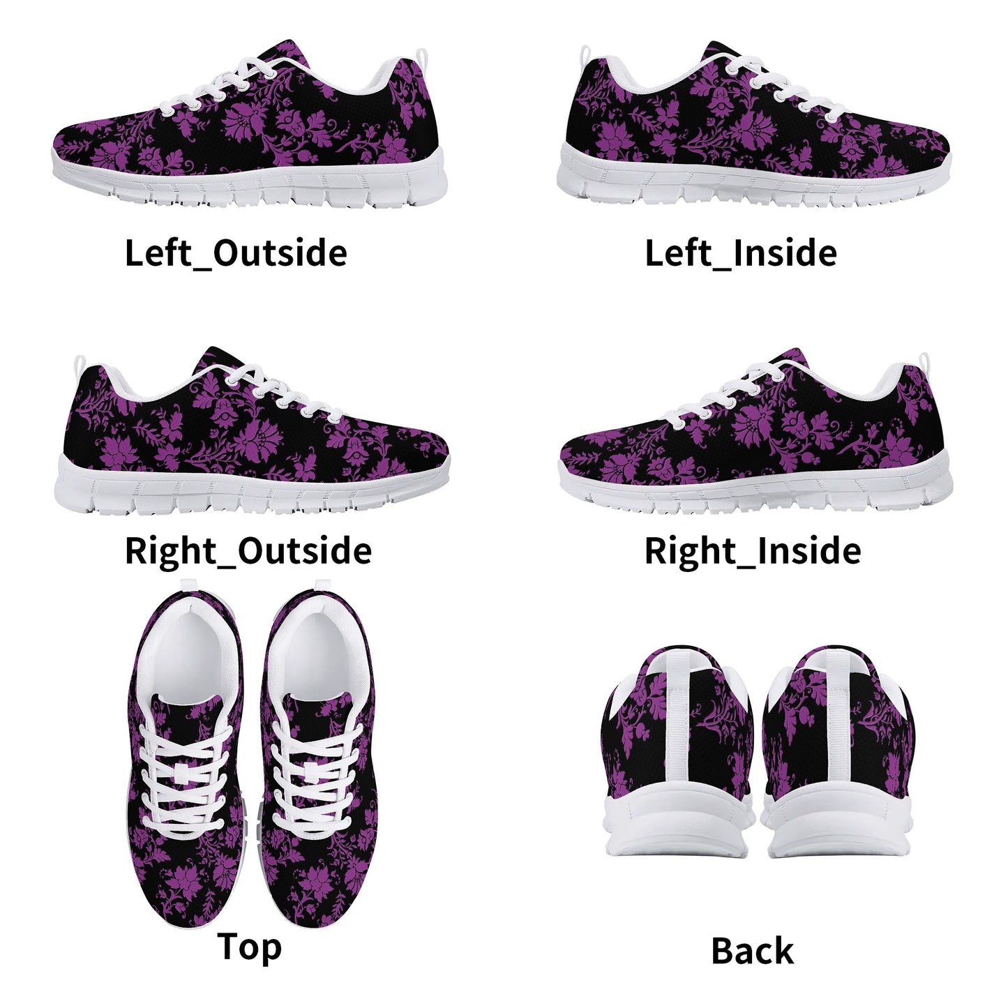 Gothic Purple Flowers EVA Mesh Running Shoes