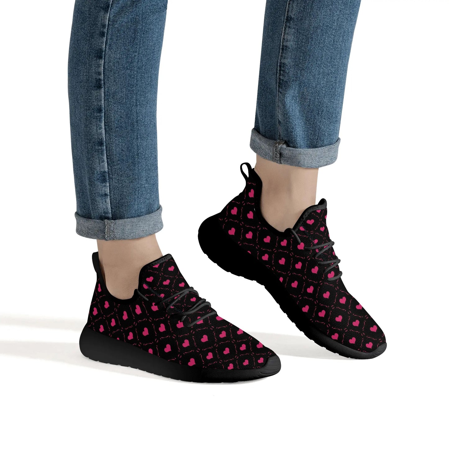 Pink Hearts Lightweight Mesh Sneakers