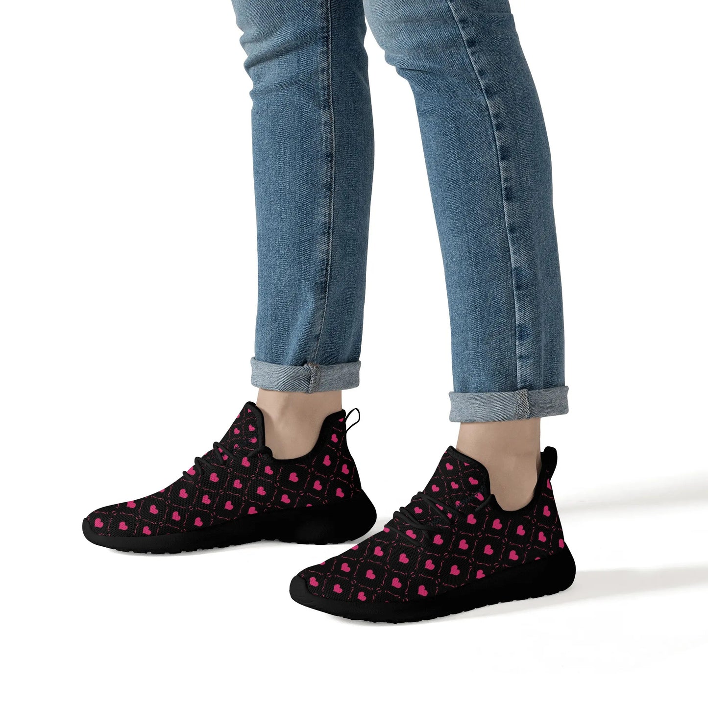 Pink Hearts Lightweight Mesh Sneakers