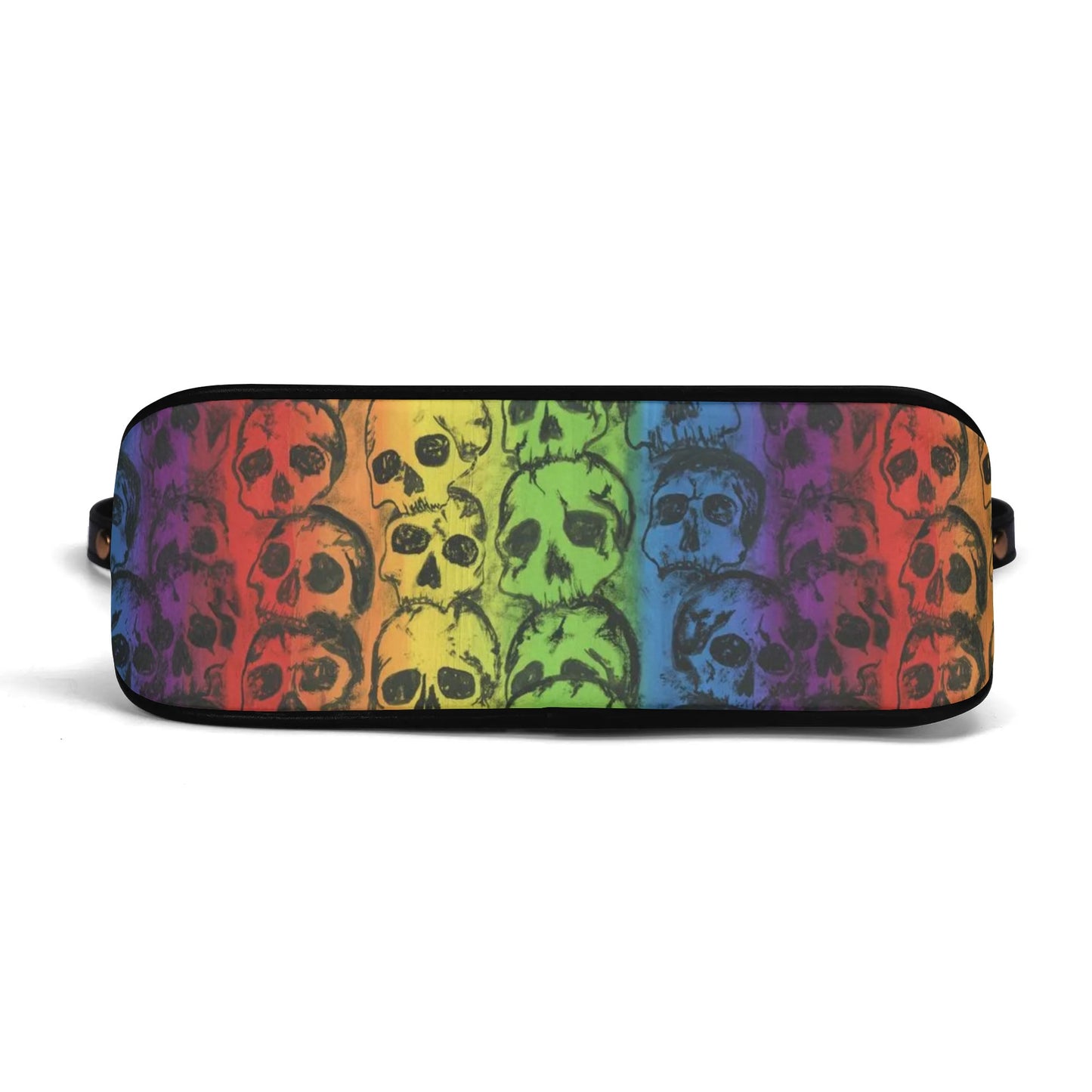 Rainbow Skulls Leather Hand Bag With Chain