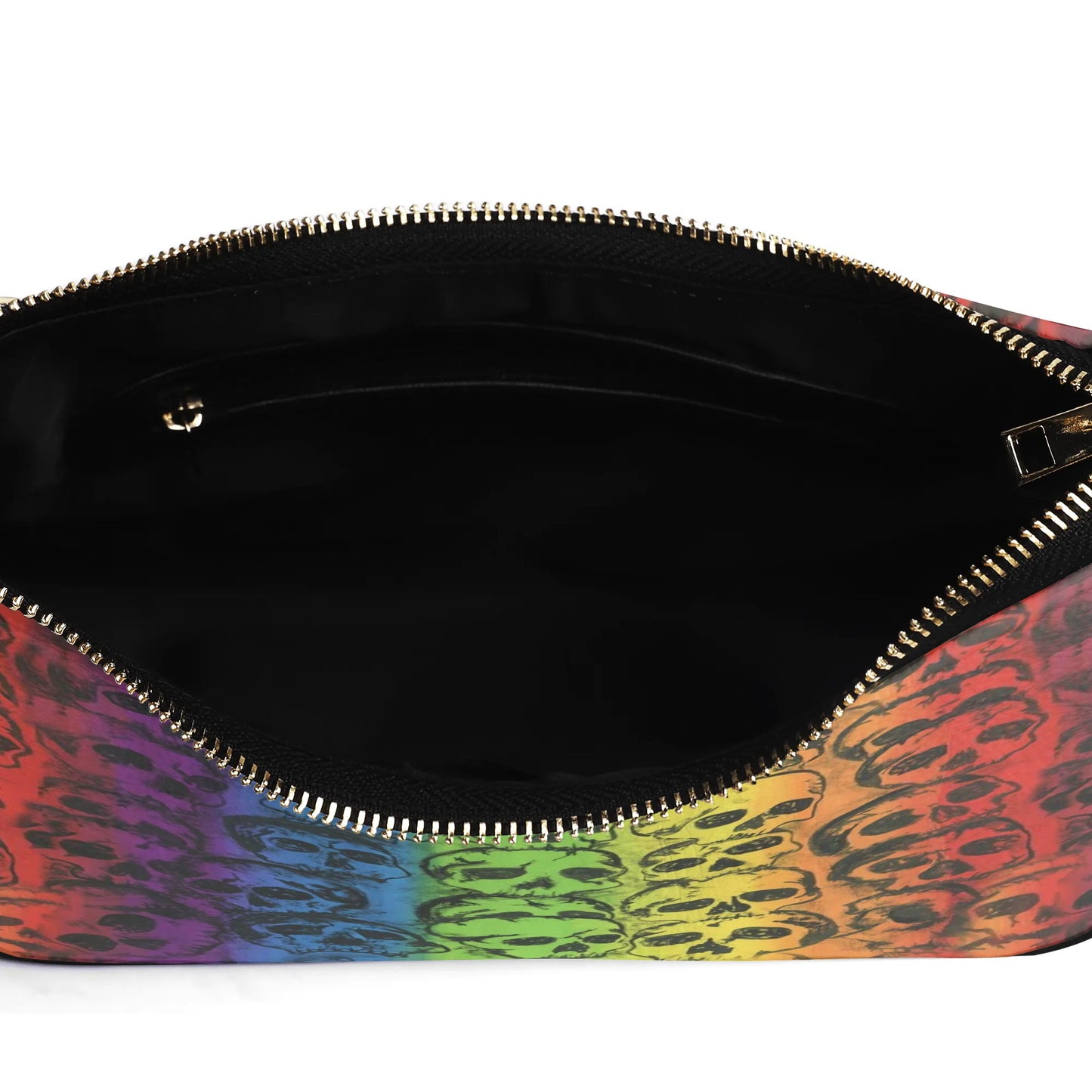 Rainbow Skulls Leather Hand Bag With Chain