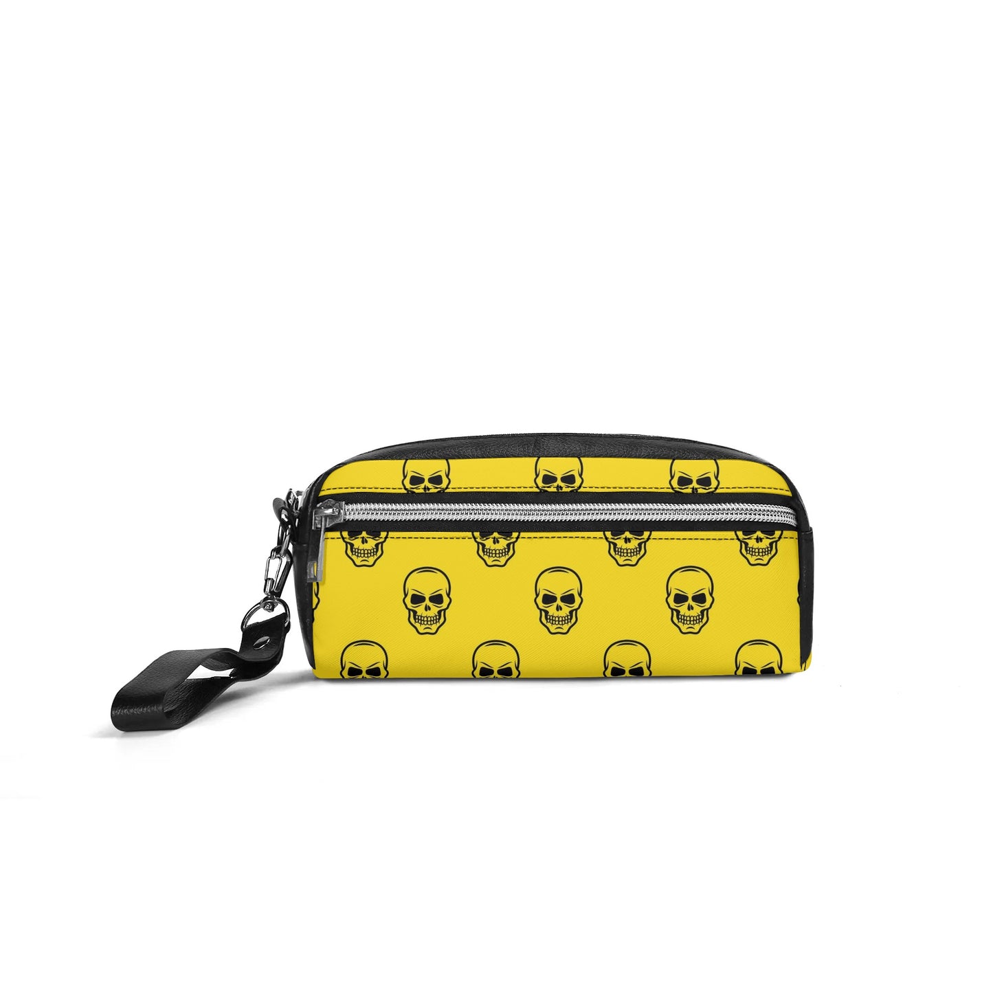 Skulls On Yellow Leather Clutch Bag