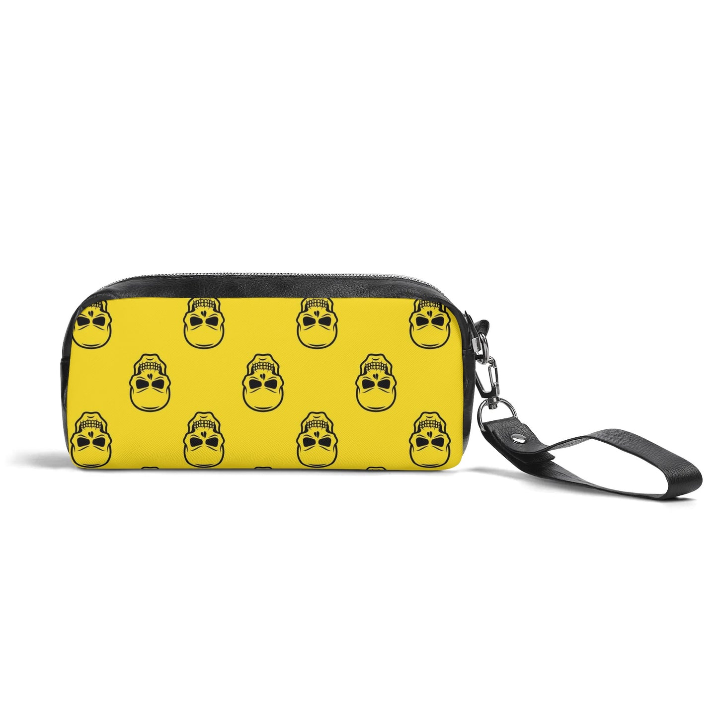 Skulls On Yellow Leather Clutch Bag