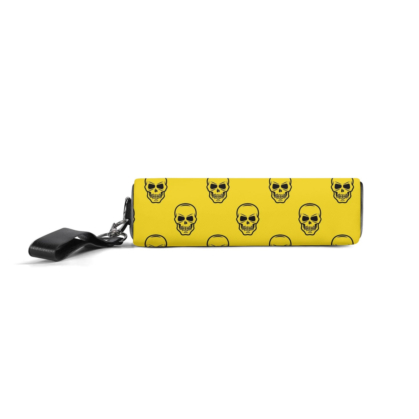 Skulls On Yellow Leather Clutch Bag