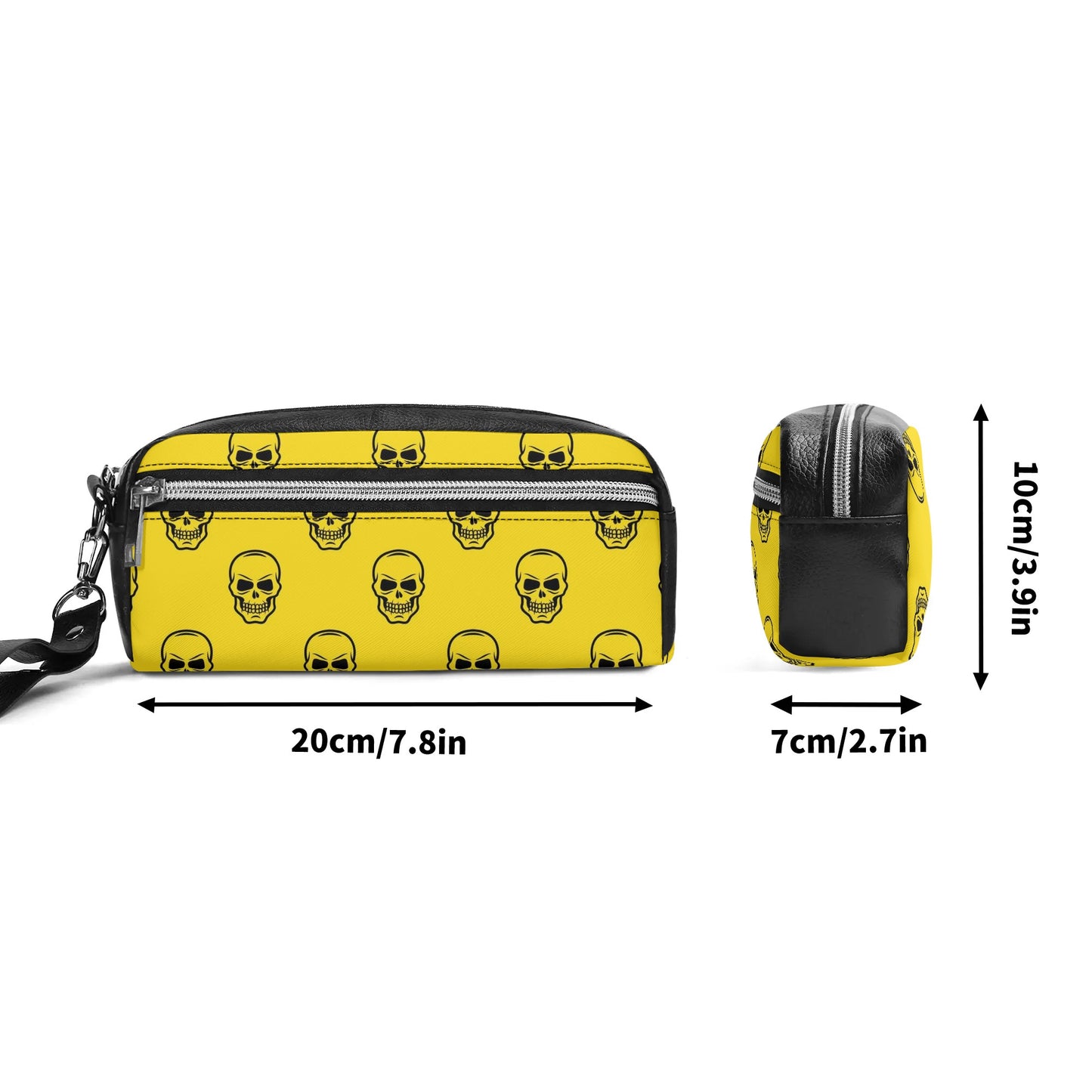 Skulls On Yellow Leather Clutch Bag