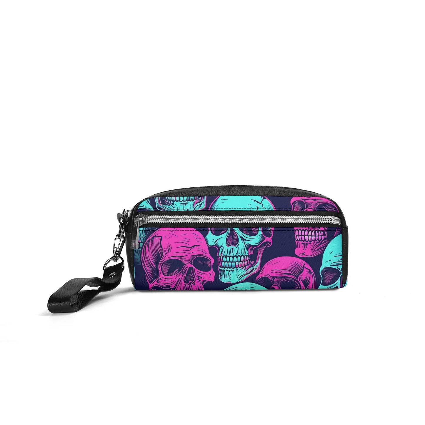 Neon Skulls Leather Clutch Bag