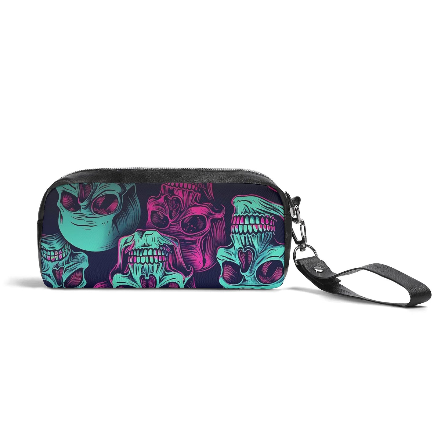 Neon Skulls Leather Clutch Bag