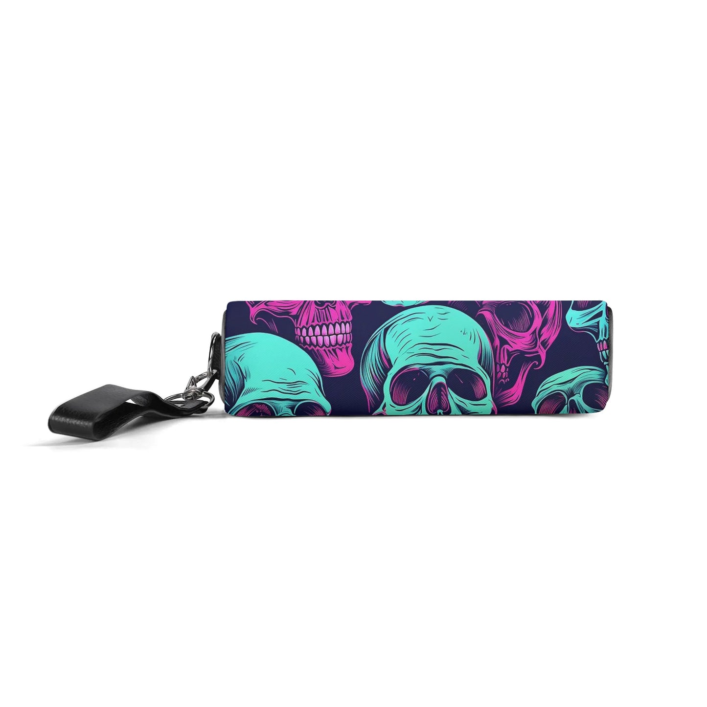 Neon Skulls Leather Clutch Bag