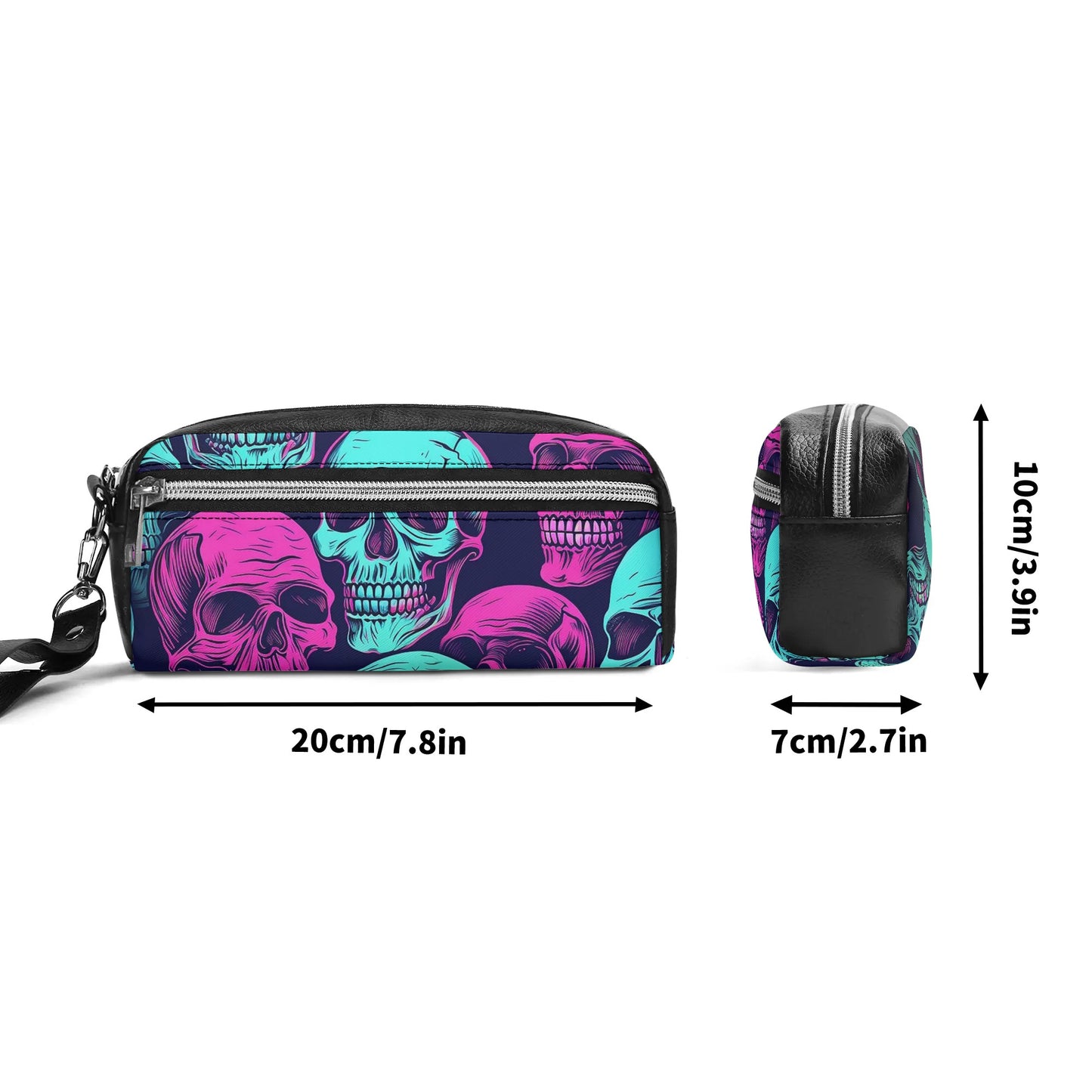 Neon Skulls Leather Clutch Bag