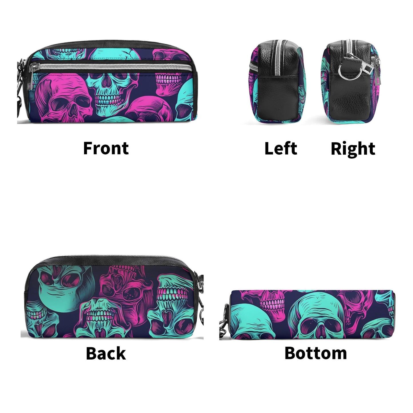 Neon Skulls Leather Clutch Bag