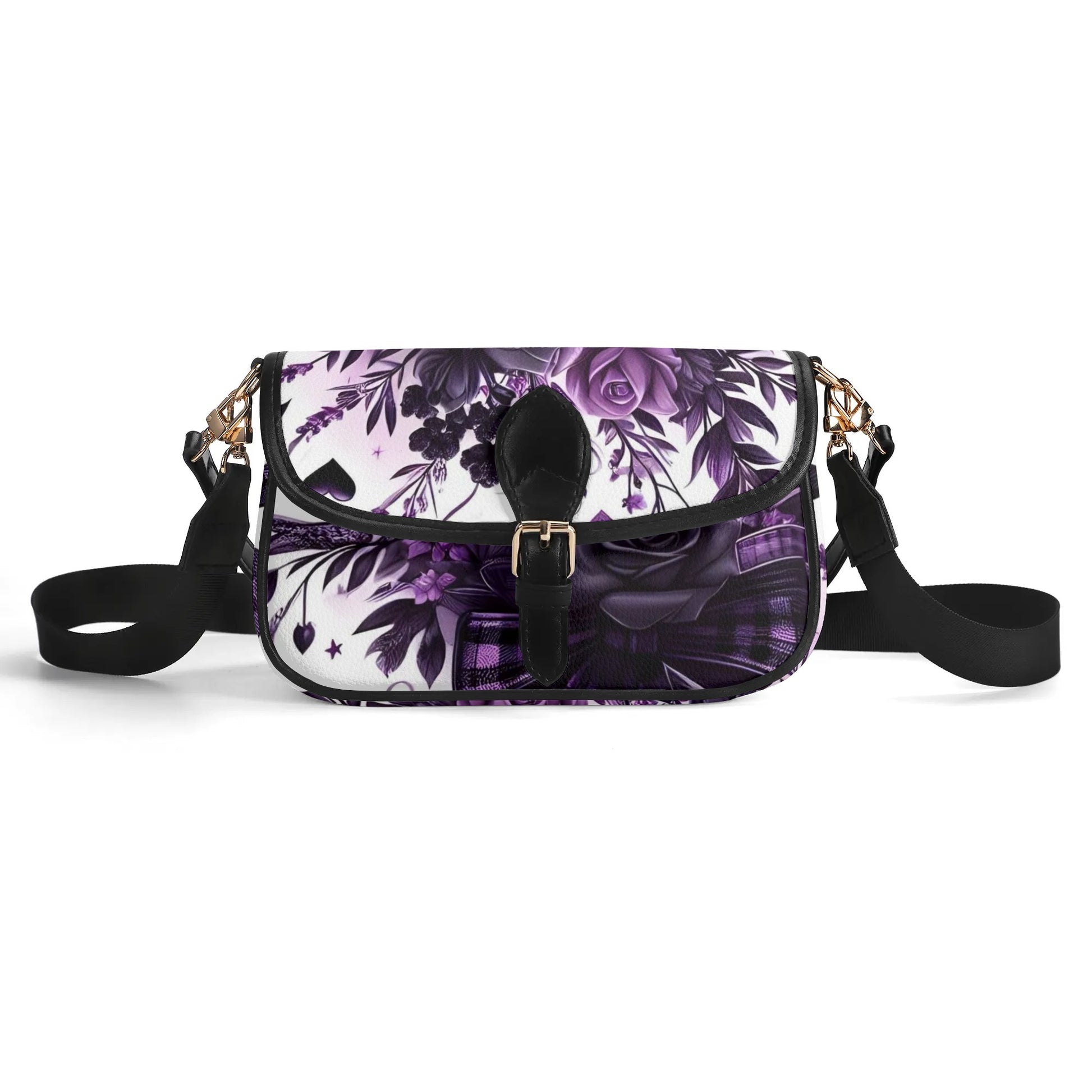 Goth Purple Flowers Chain Shoulder bags