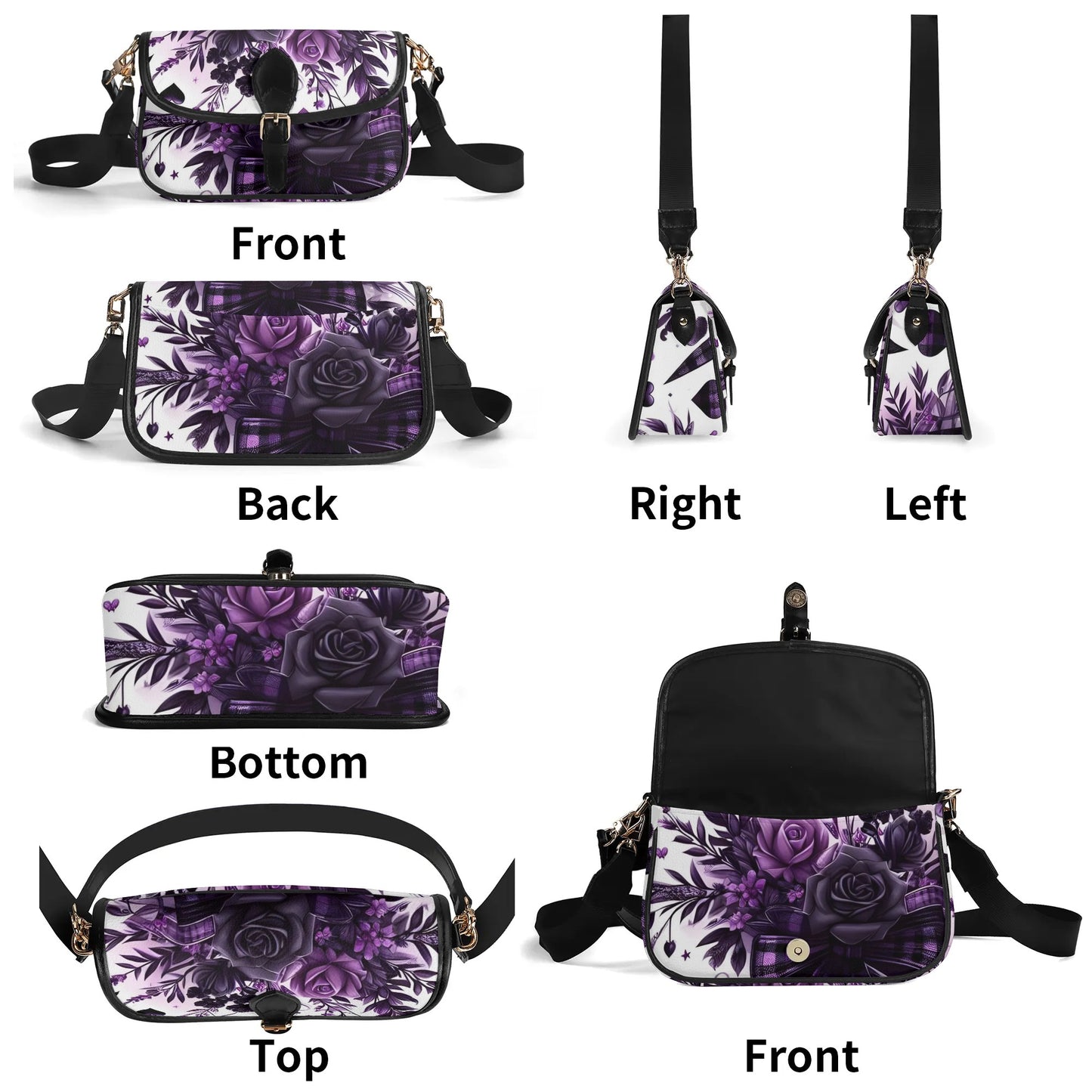 Goth Purple Flowers Chain Shoulder bags