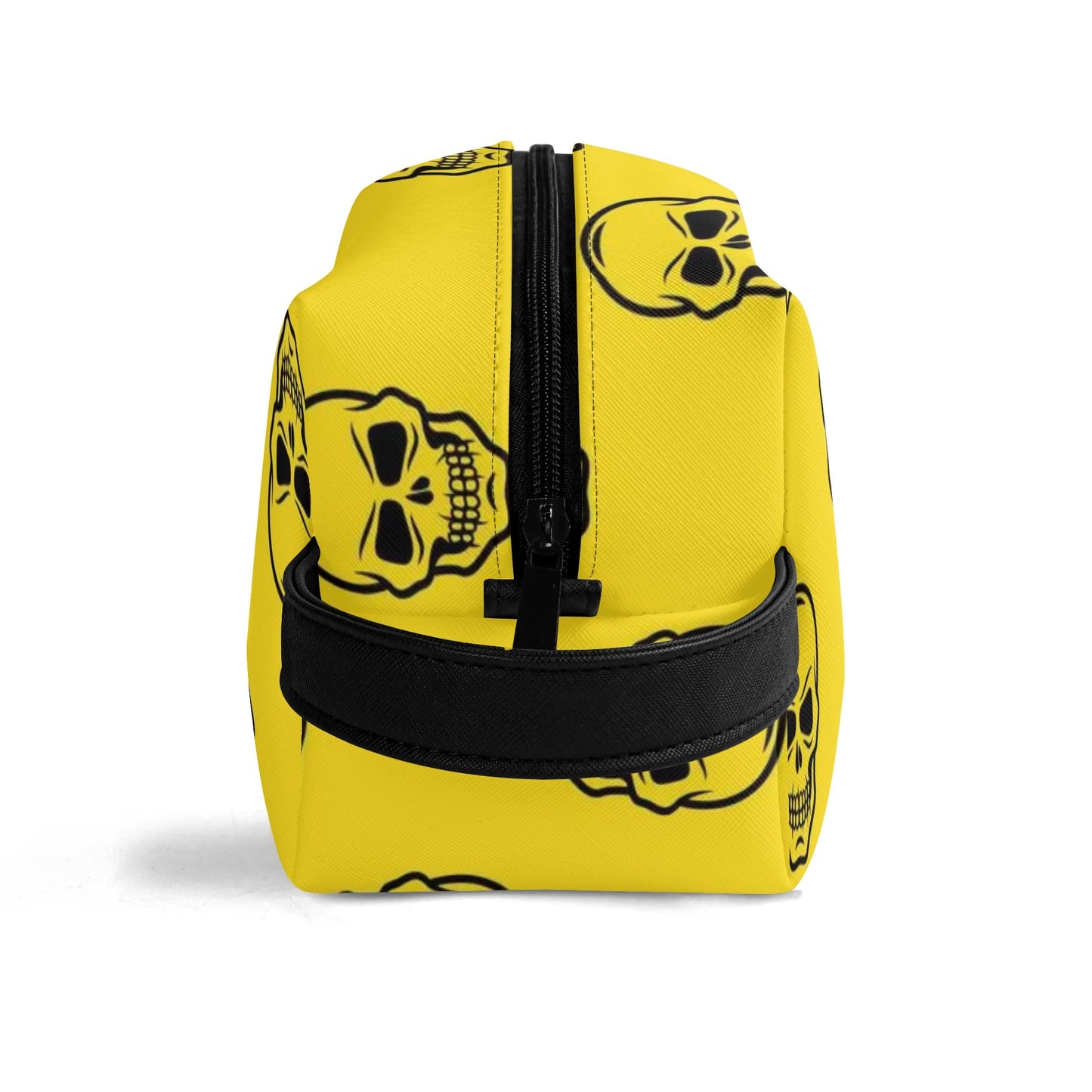 Yellow Skulls Leather Toiletries Bag