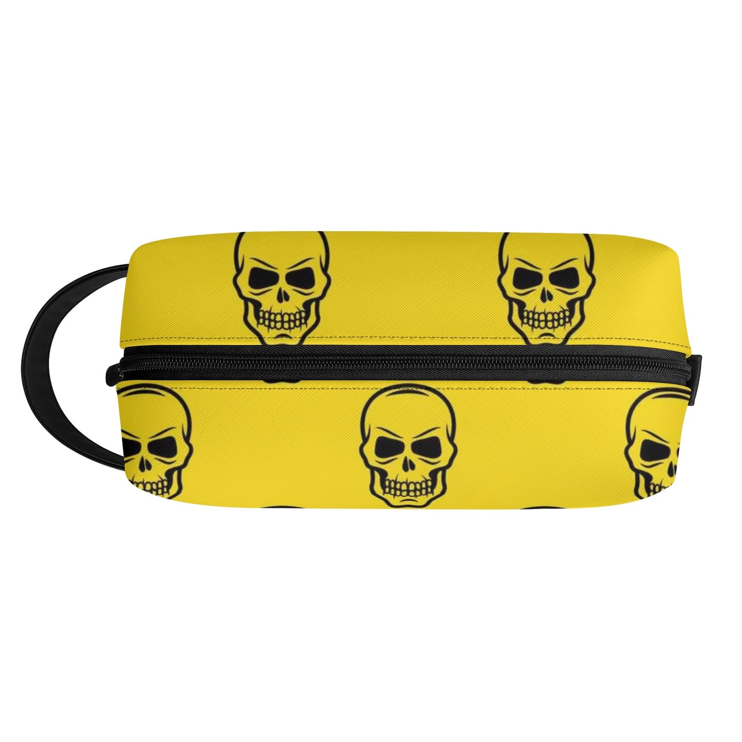 Yellow Skulls Leather Toiletries Bag