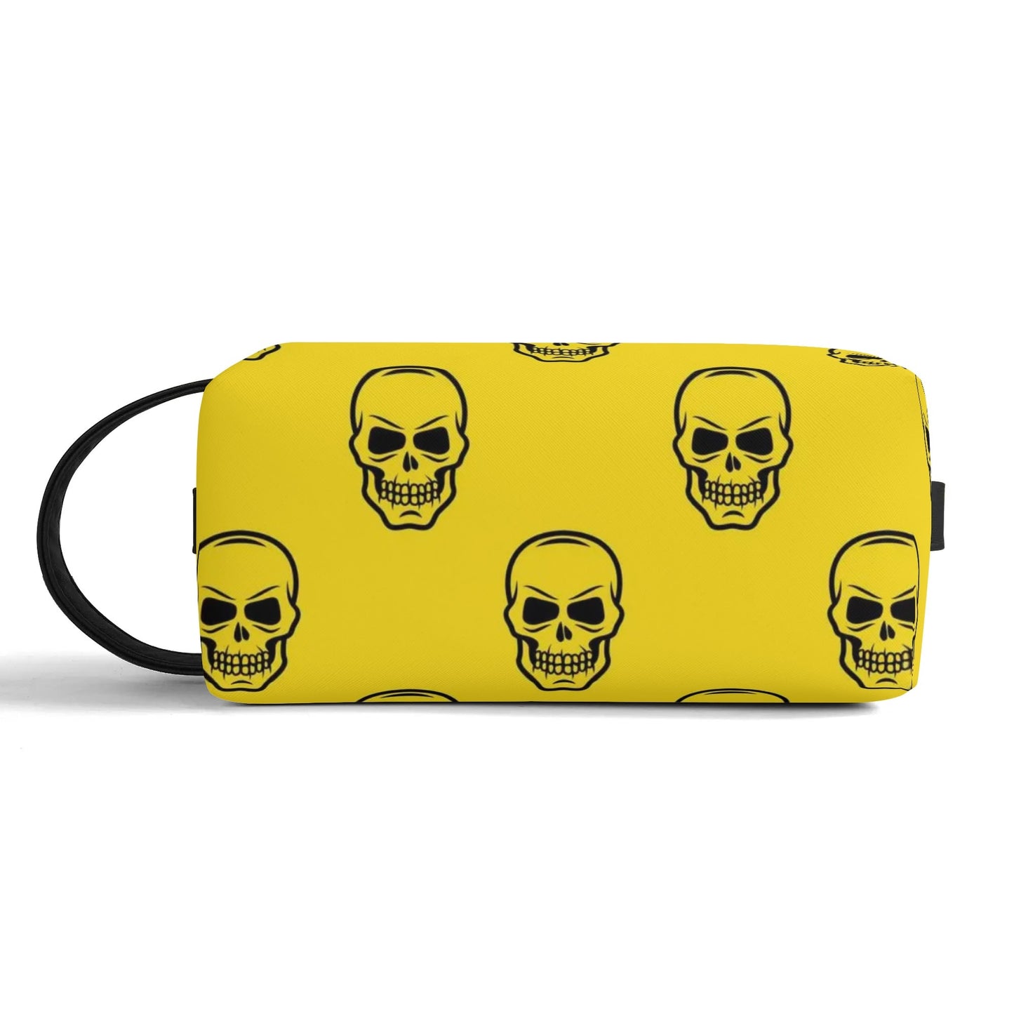 Yellow Skulls Leather Toiletries Bag