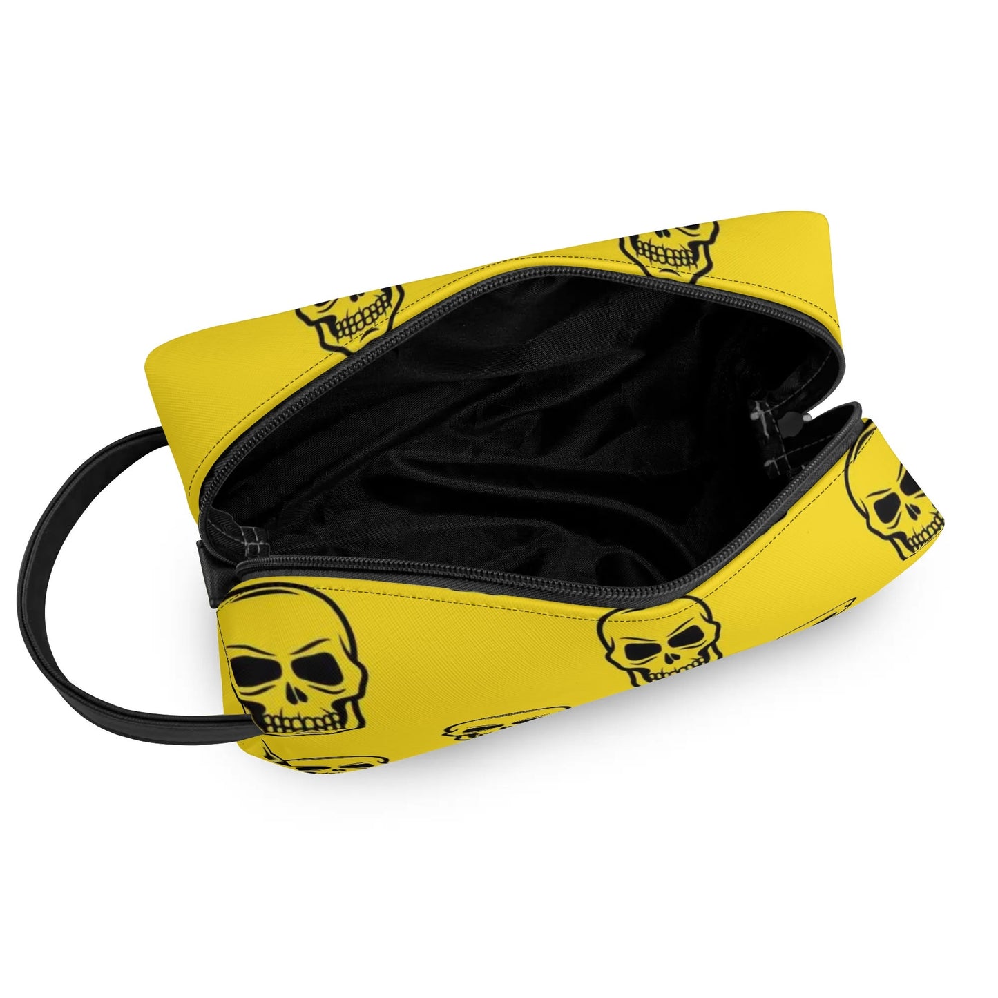 Yellow Skulls Leather Toiletries Bag