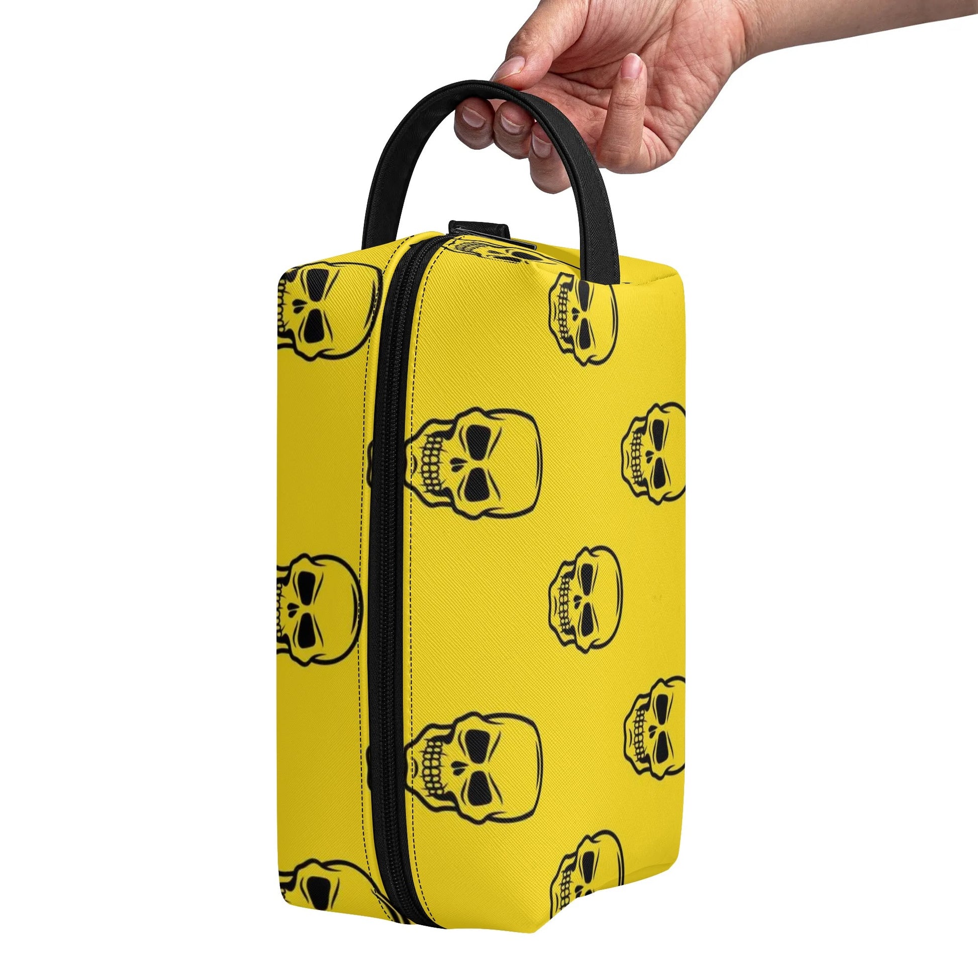 Yellow Skulls Leather Toilettrie Bag