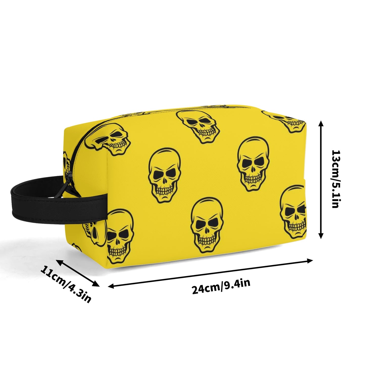 Yellow Skulls Leather Toiletries Bag