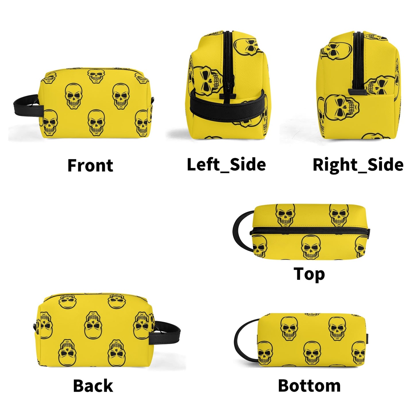 Yellow Skulls Leather Toiletries Bag