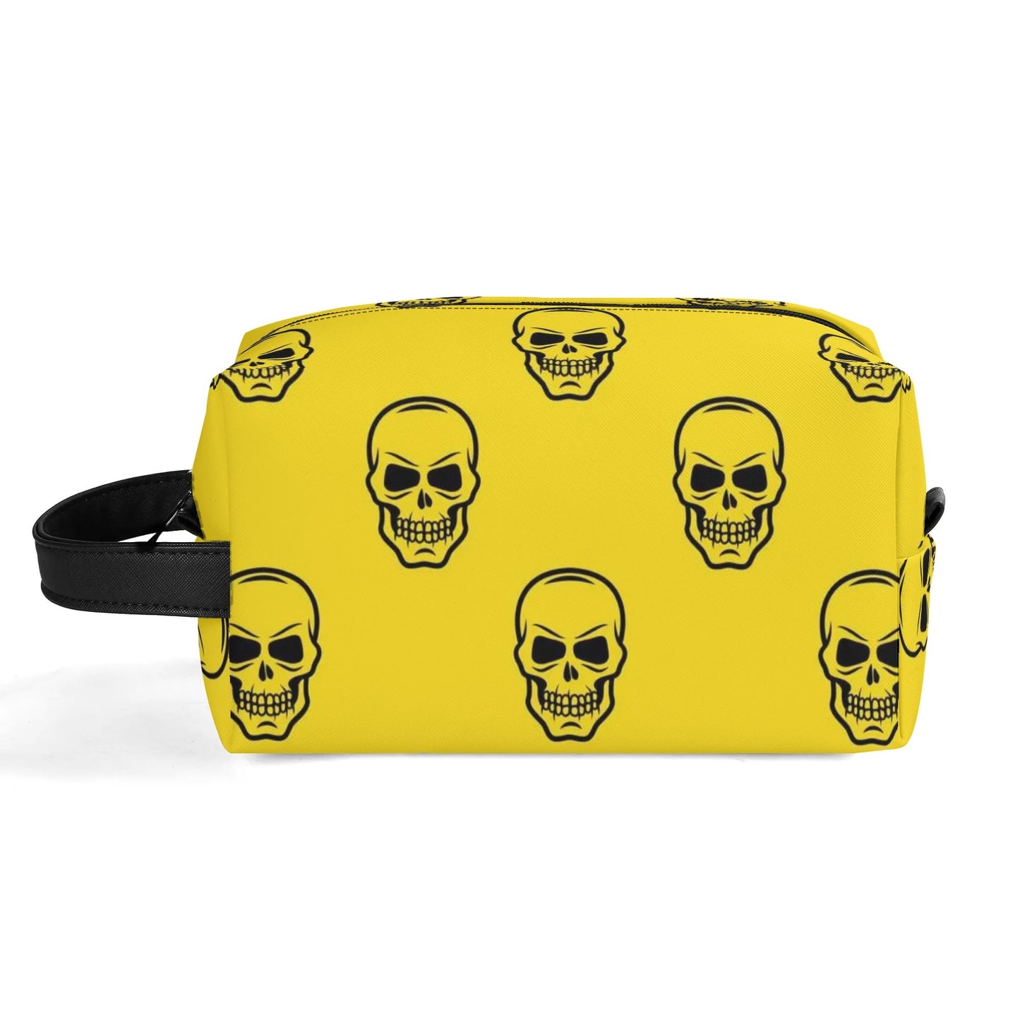 Yellow Skulls Leather Toiletries Bag