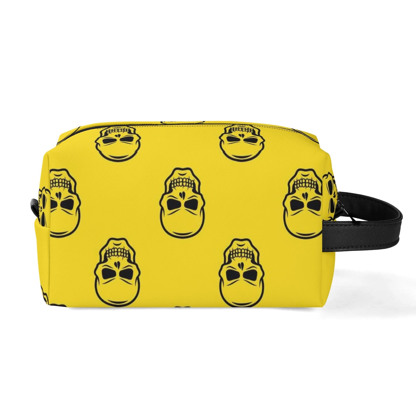 Yellow Skulls Leather Toiletries Bag