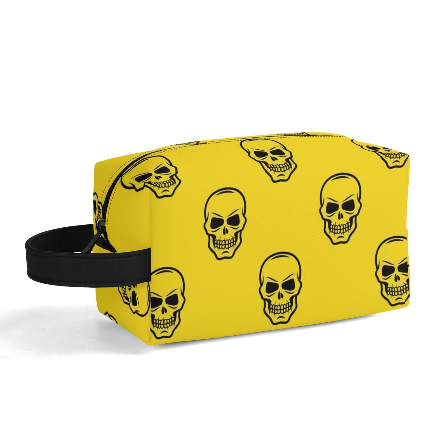 Yellow Skulls Leather Toiletries Bag